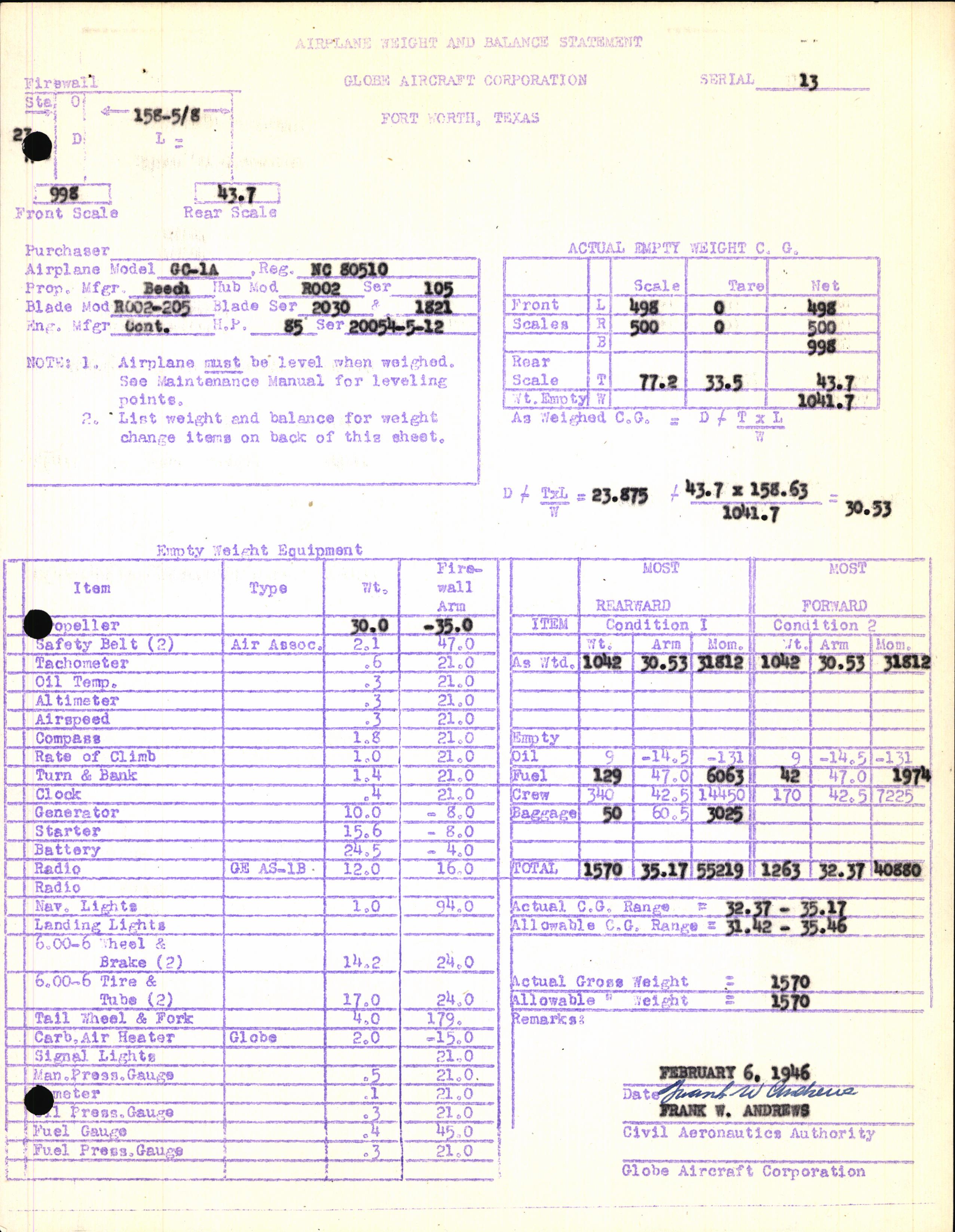 Sample page 7 from AirCorps Library document: Technical Information for Serial Number 13