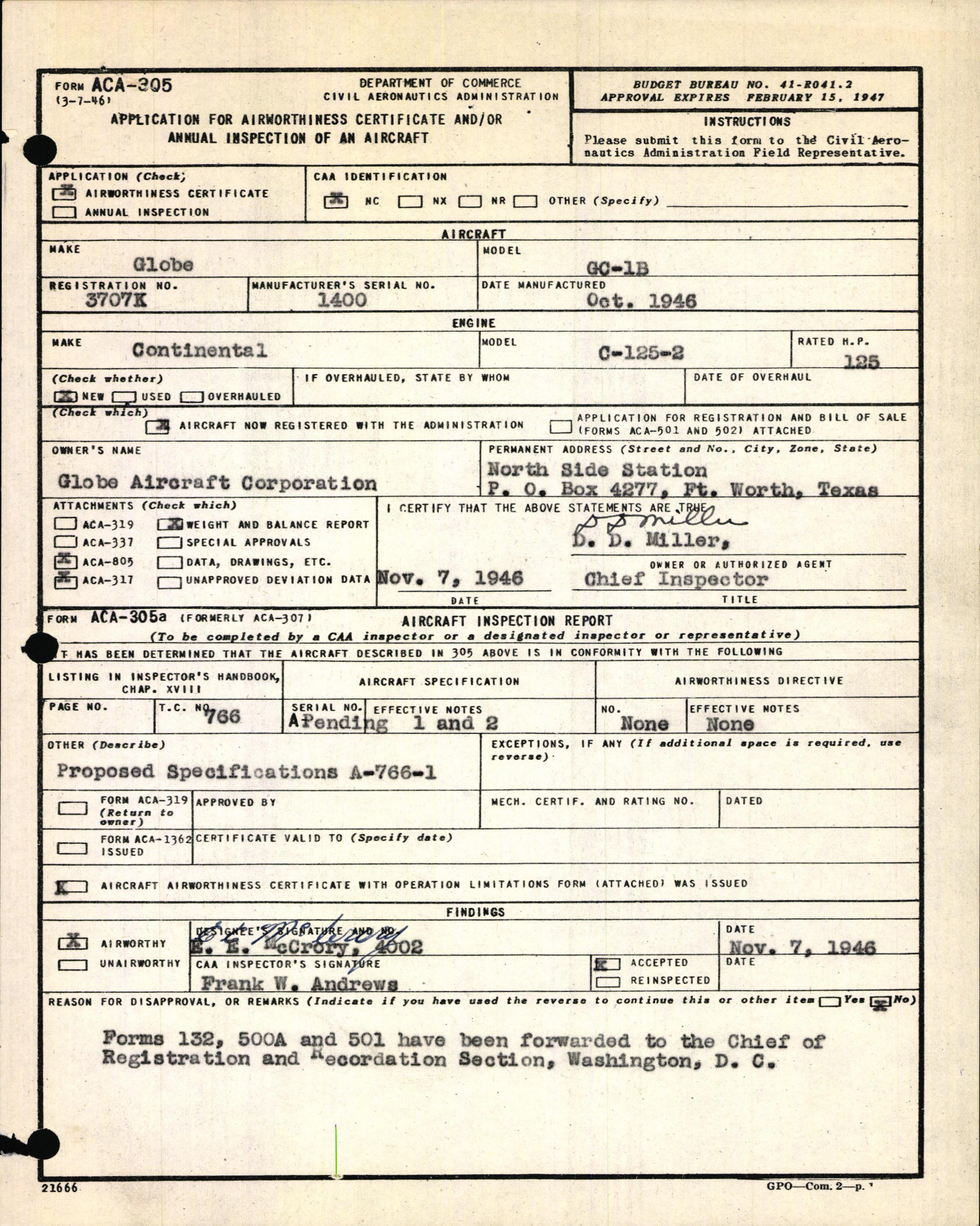 Sample page 3 from AirCorps Library document: Technical Information for Serial Number 1400