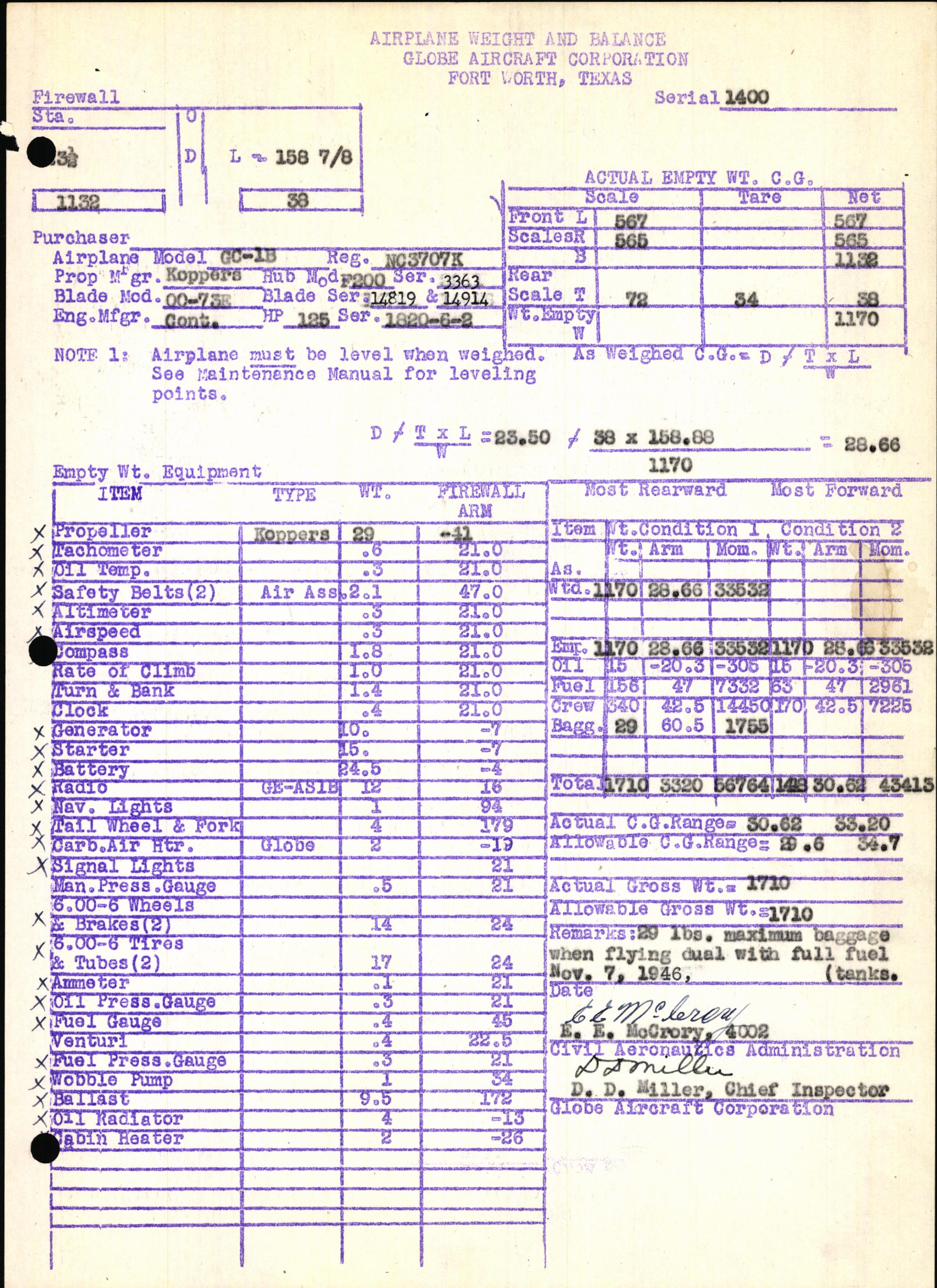 Sample page 7 from AirCorps Library document: Technical Information for Serial Number 1400