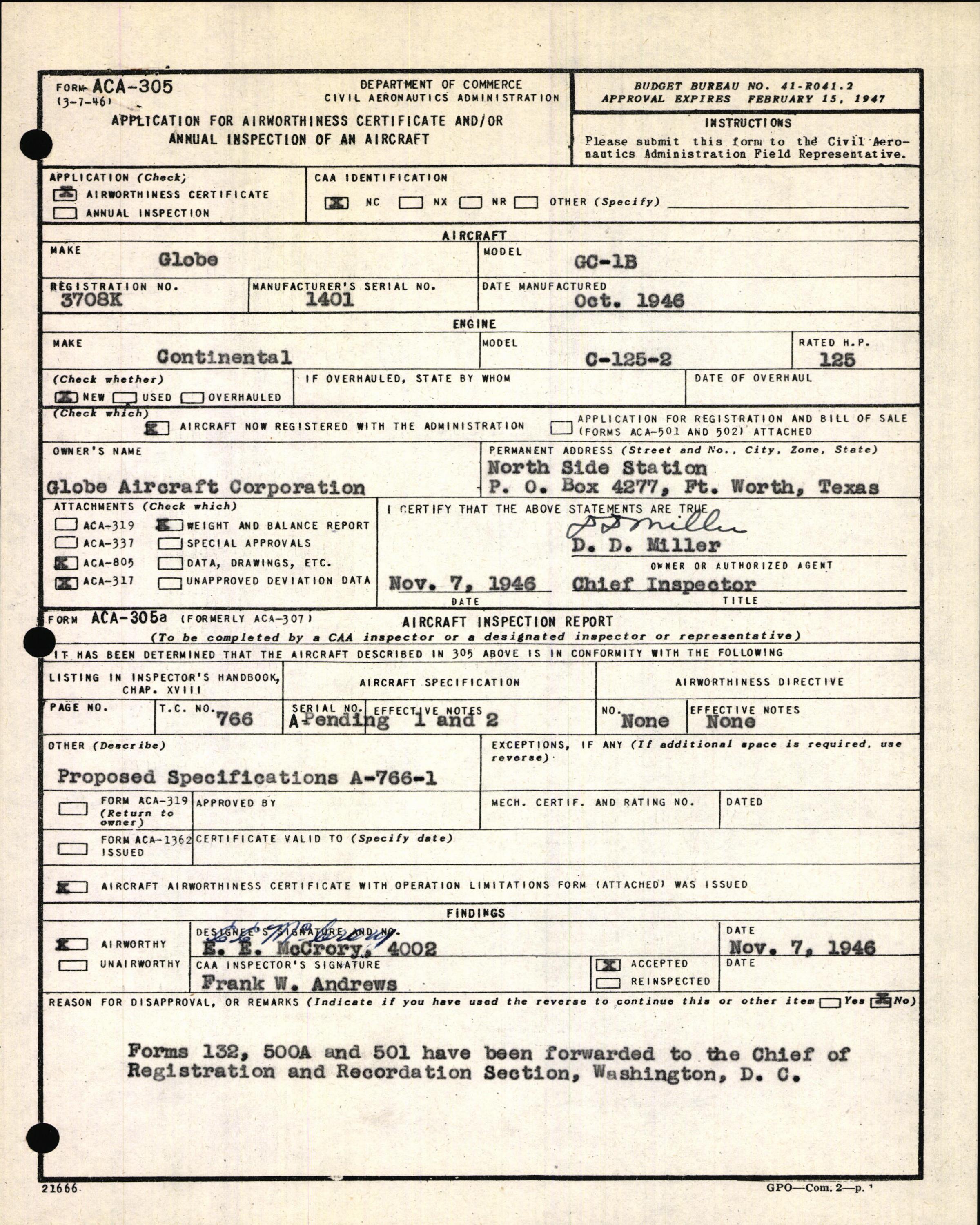 Sample page 3 from AirCorps Library document: Technical Information for Serial Number 1401