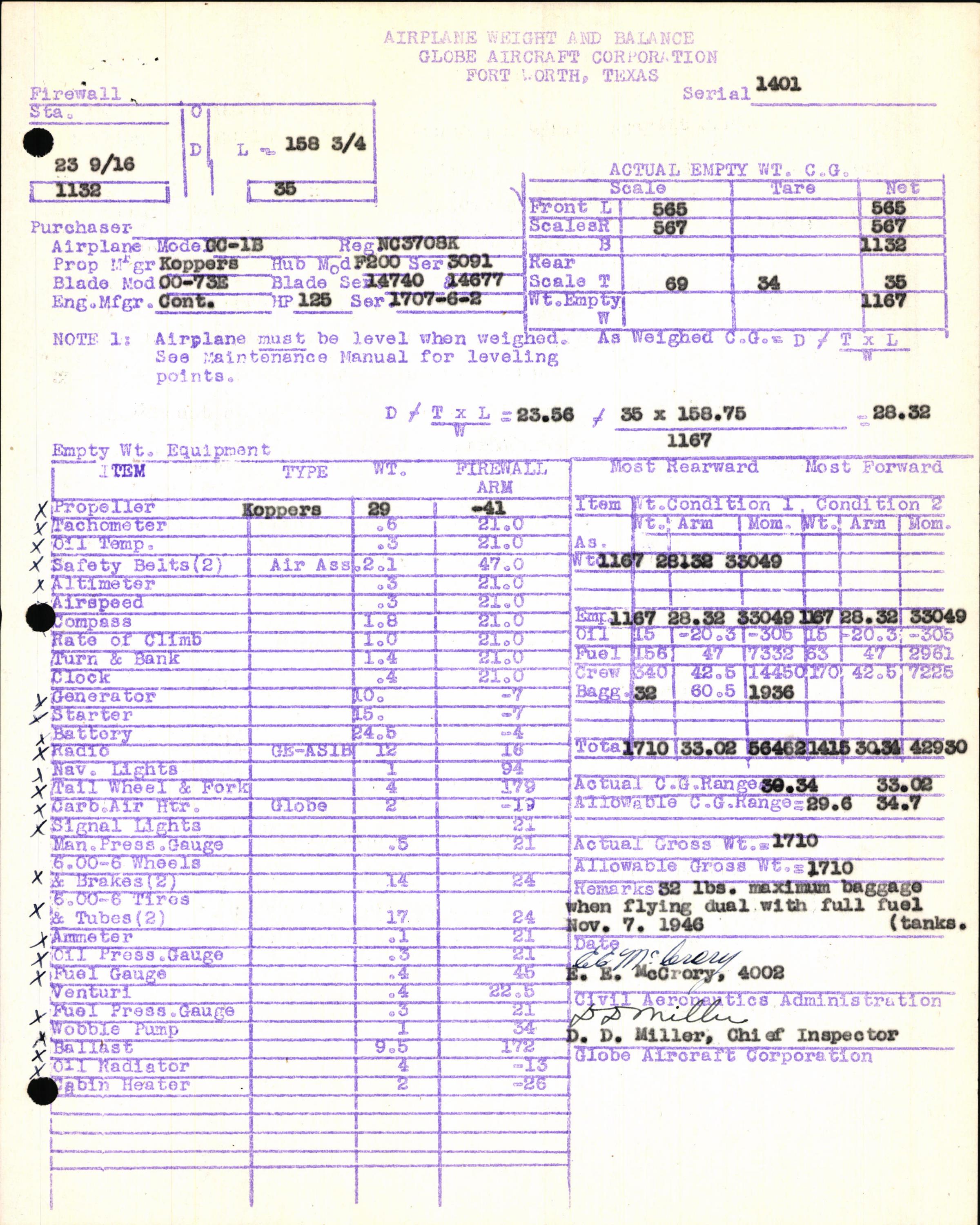 Sample page 7 from AirCorps Library document: Technical Information for Serial Number 1401