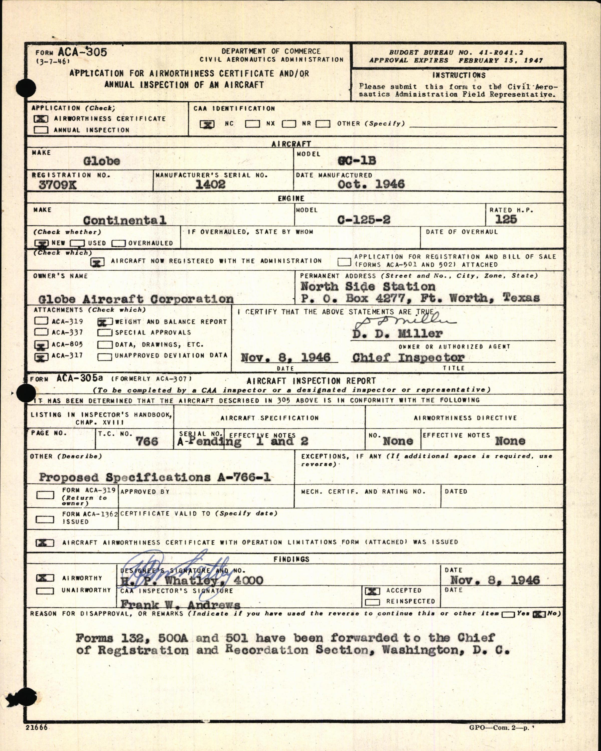 Sample page 3 from AirCorps Library document: Technical Information for Serial Number 1402