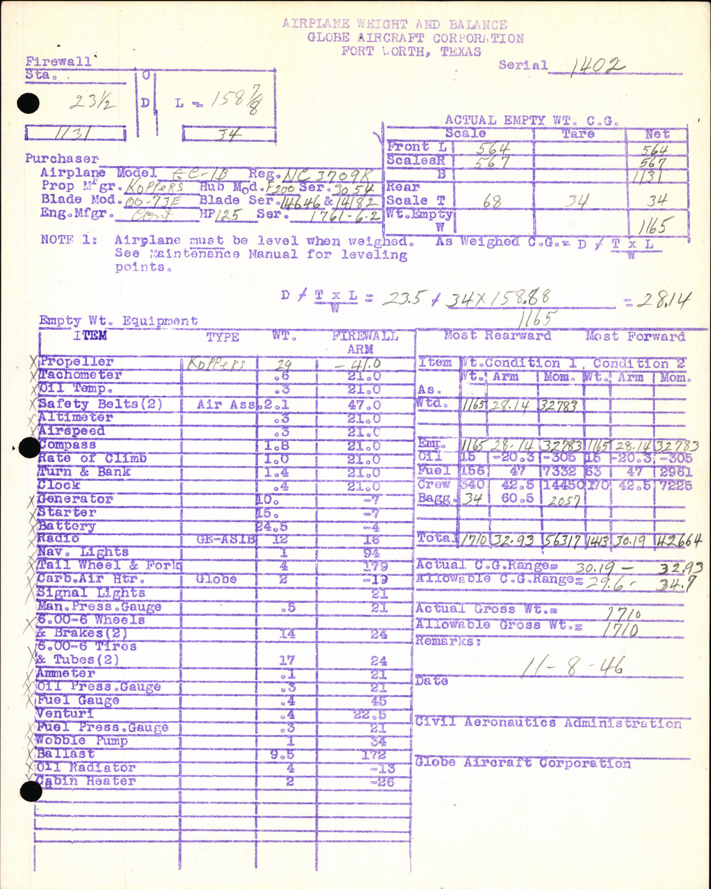 Sample page 5 from AirCorps Library document: Technical Information for Serial Number 1402