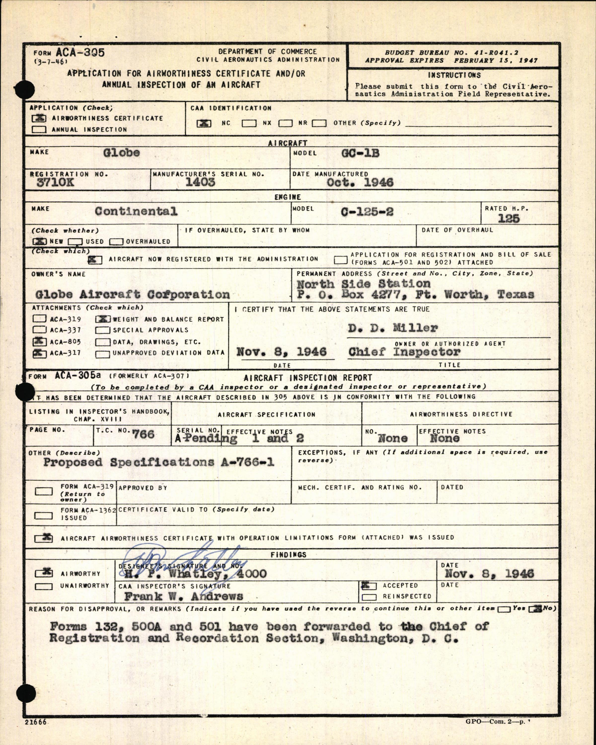 Sample page 3 from AirCorps Library document: Technical Information for Serial Number 1403