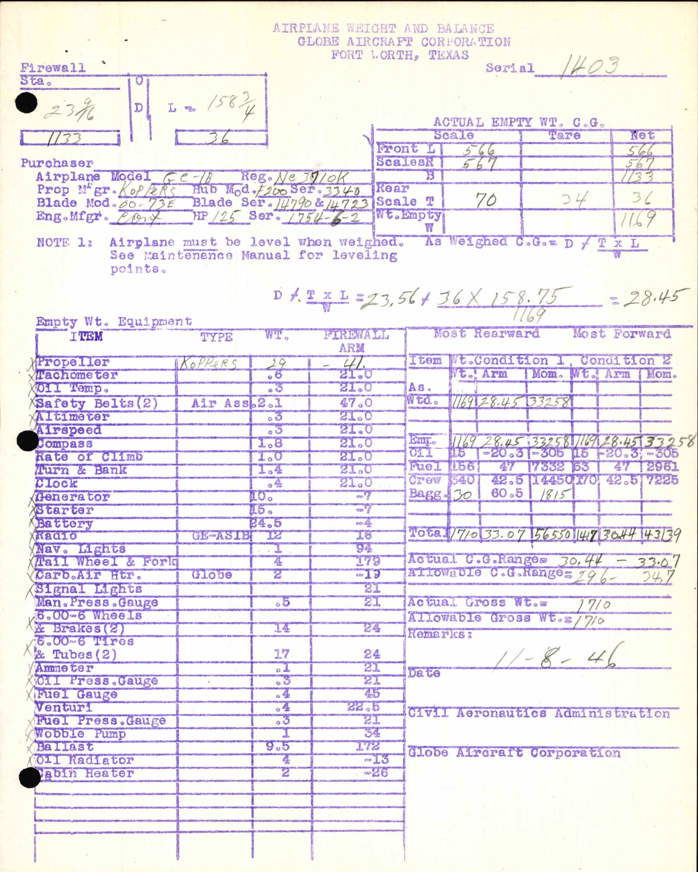 Sample page 5 from AirCorps Library document: Technical Information for Serial Number 1403