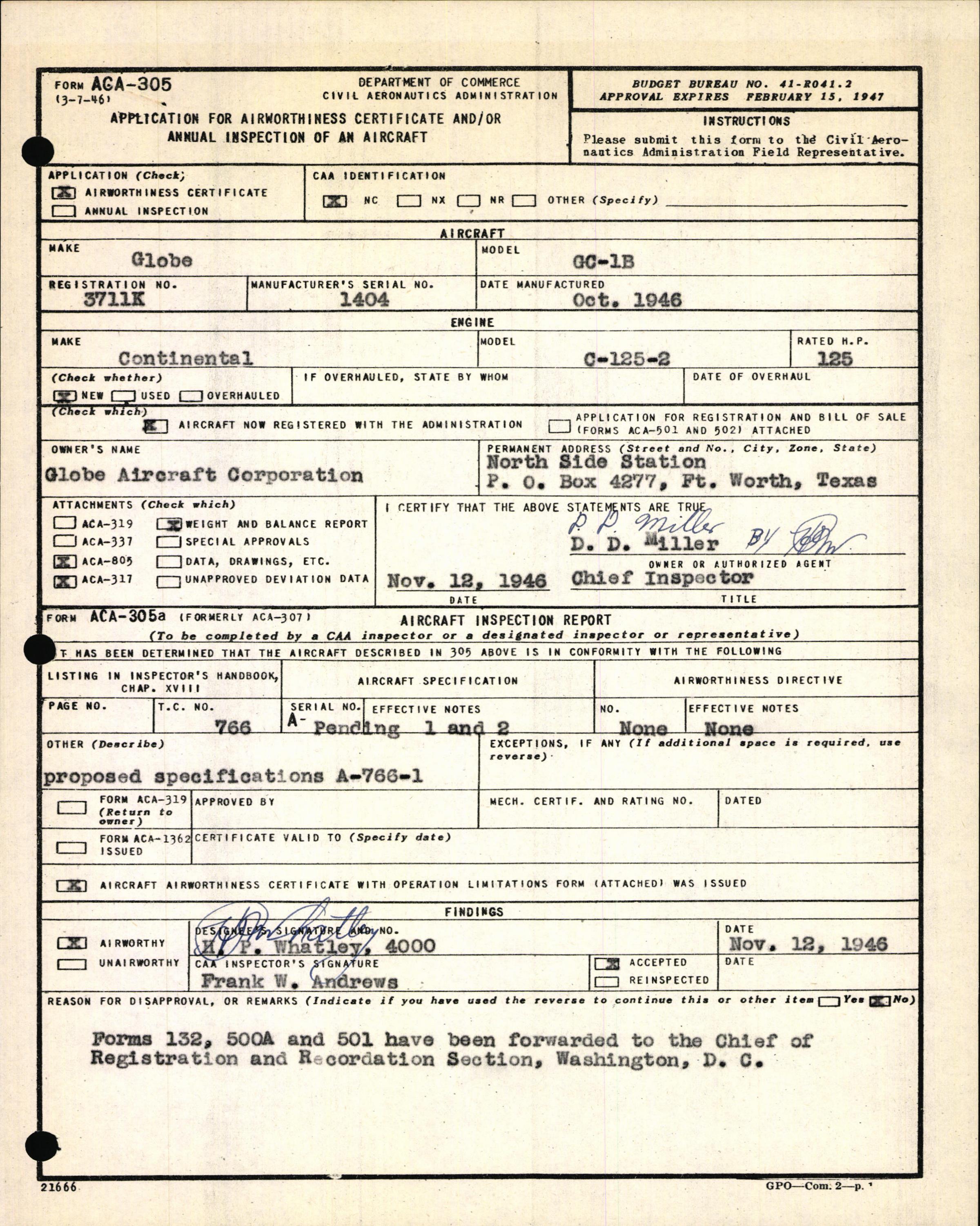 Sample page 3 from AirCorps Library document: Technical Information for Serial Number 1404