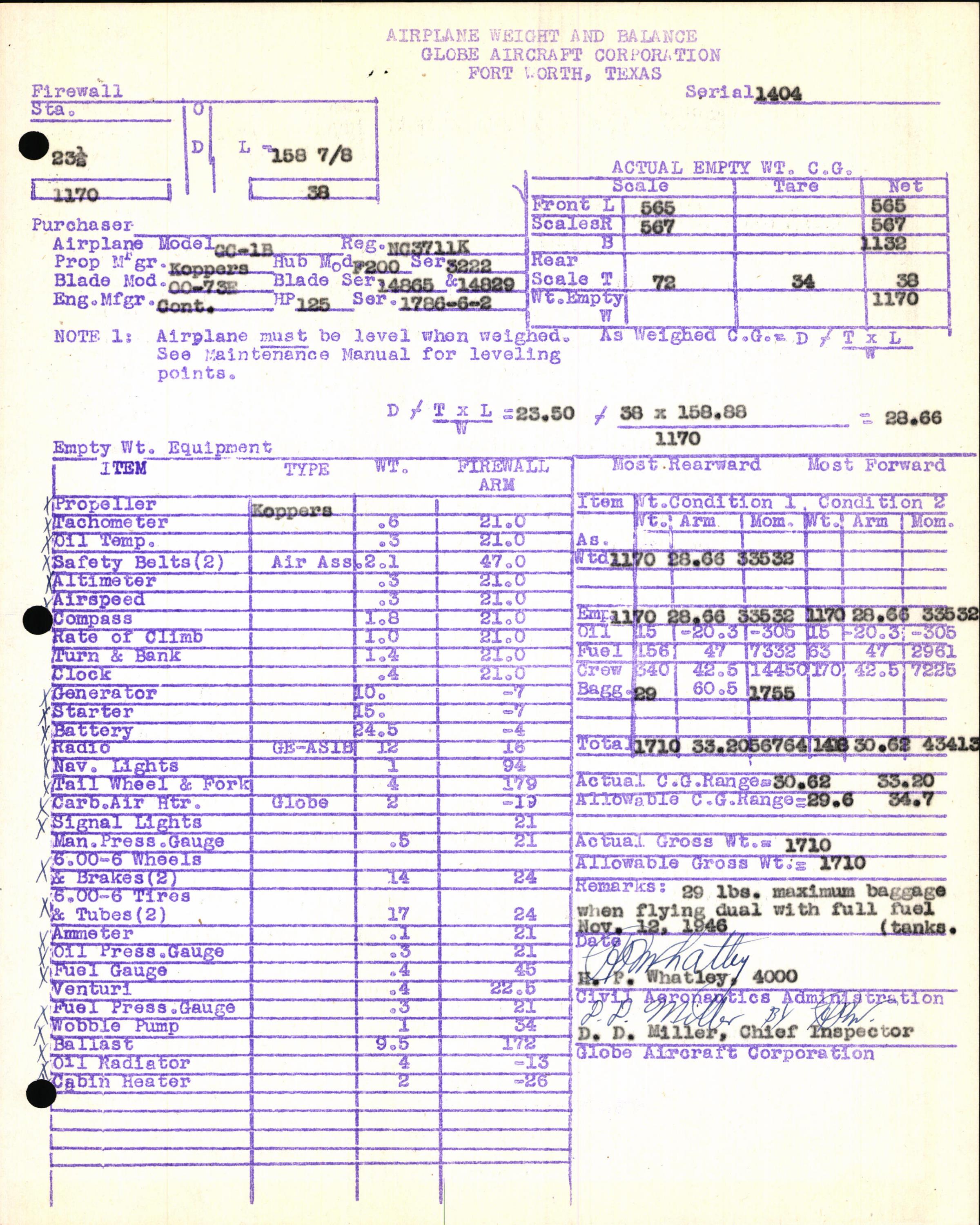 Sample page 5 from AirCorps Library document: Technical Information for Serial Number 1404