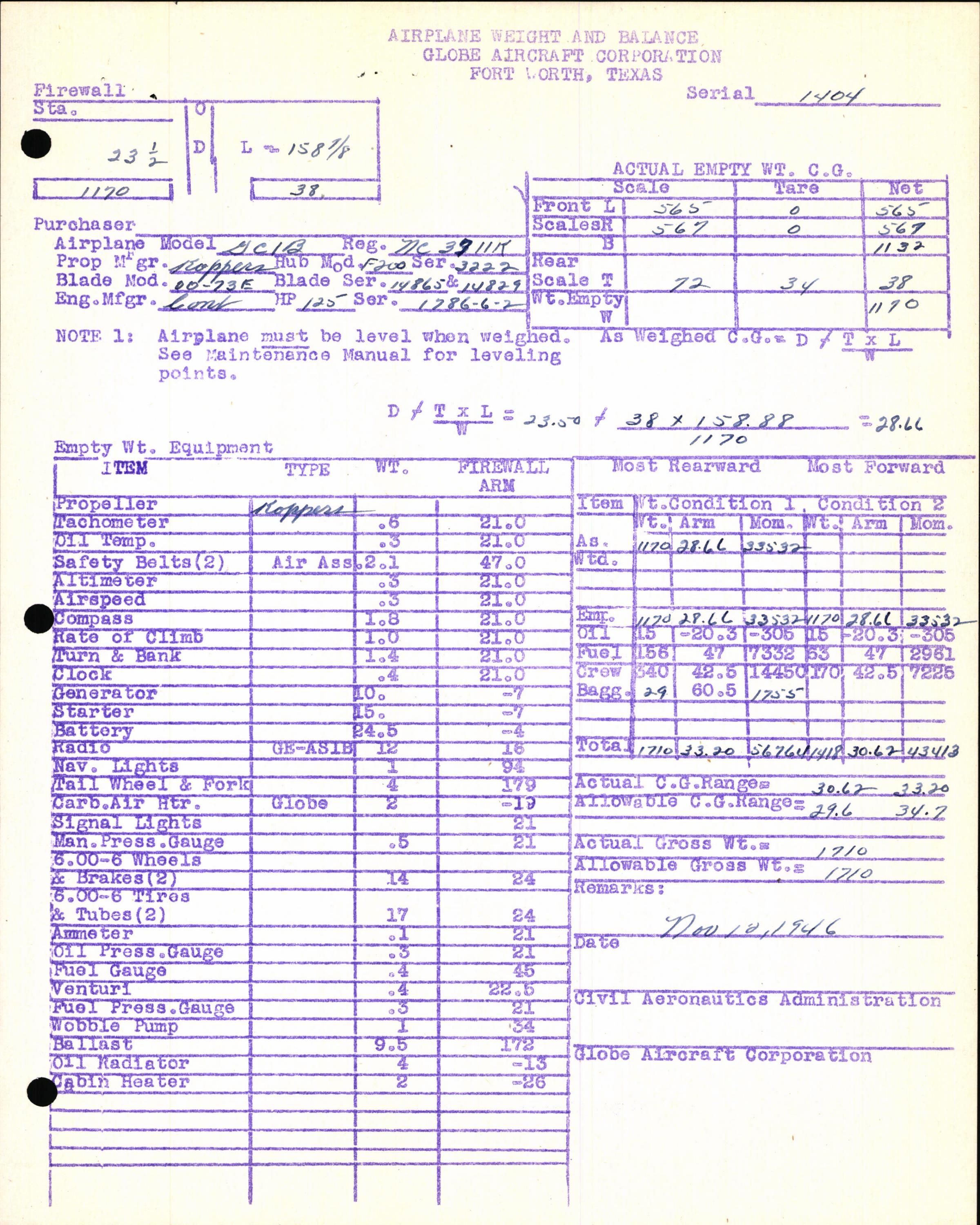 Sample page 7 from AirCorps Library document: Technical Information for Serial Number 1404