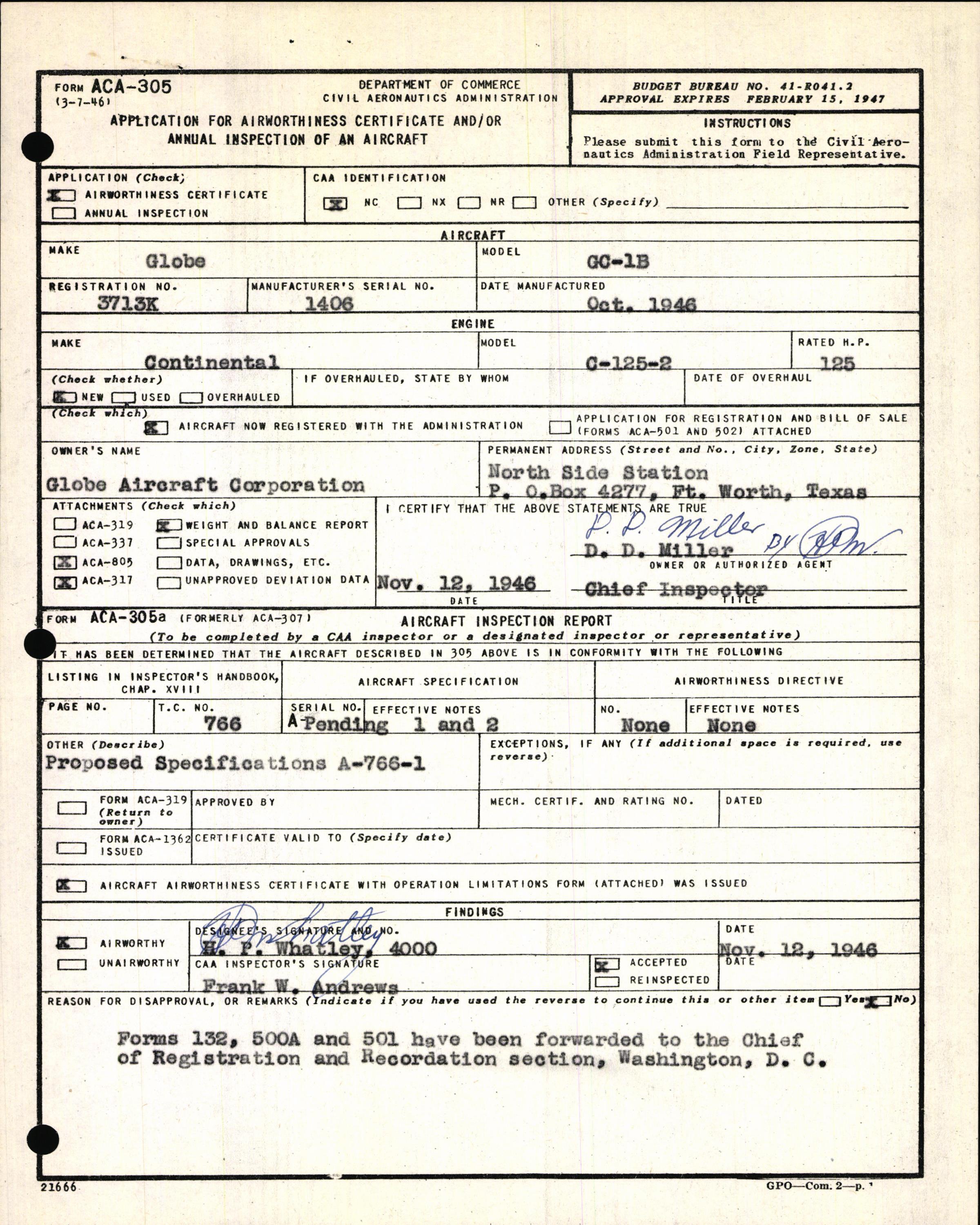 Sample page 5 from AirCorps Library document: Technical Information for Serial Number 1406