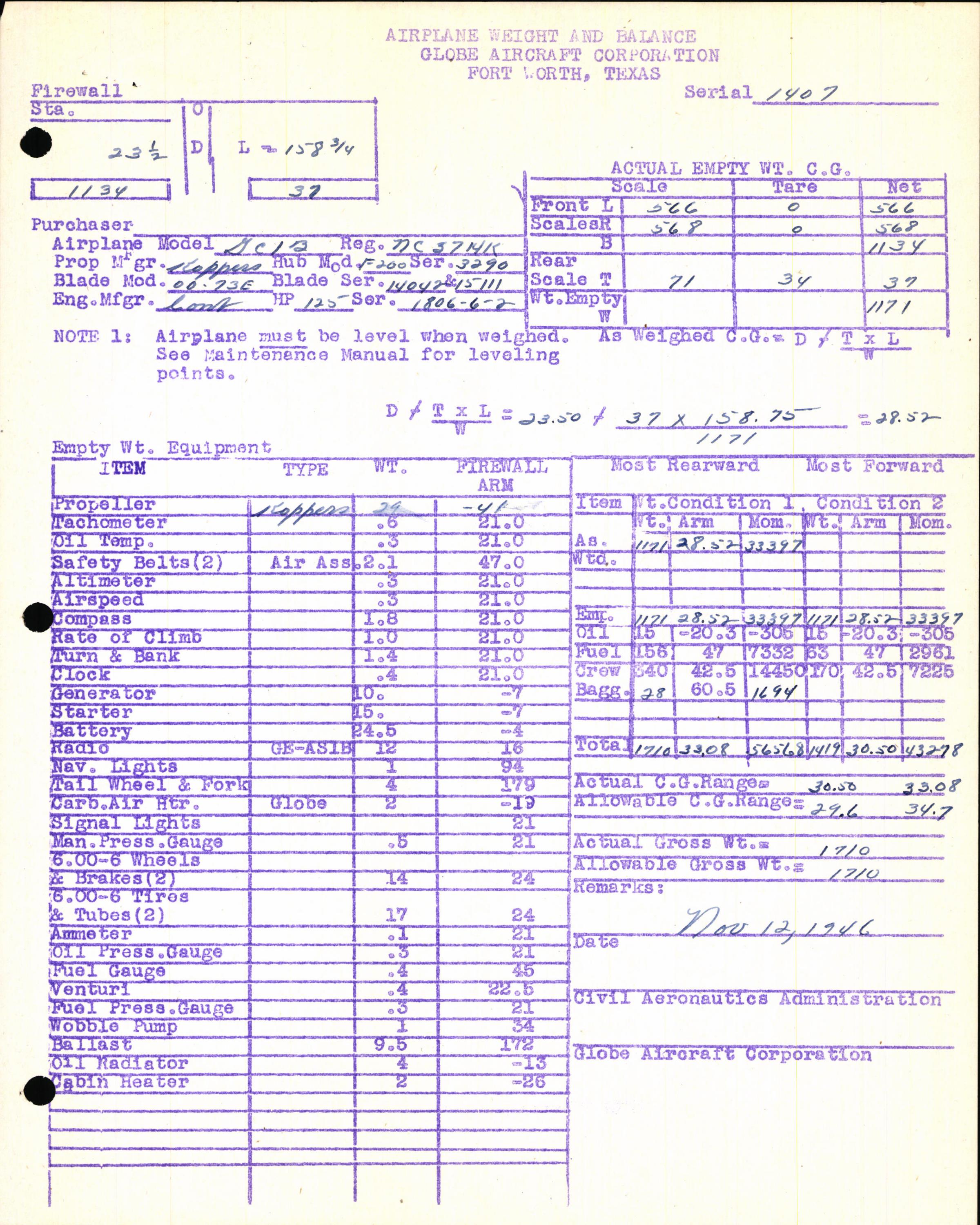 Sample page 7 from AirCorps Library document: Technical Information for Serial Number 1407