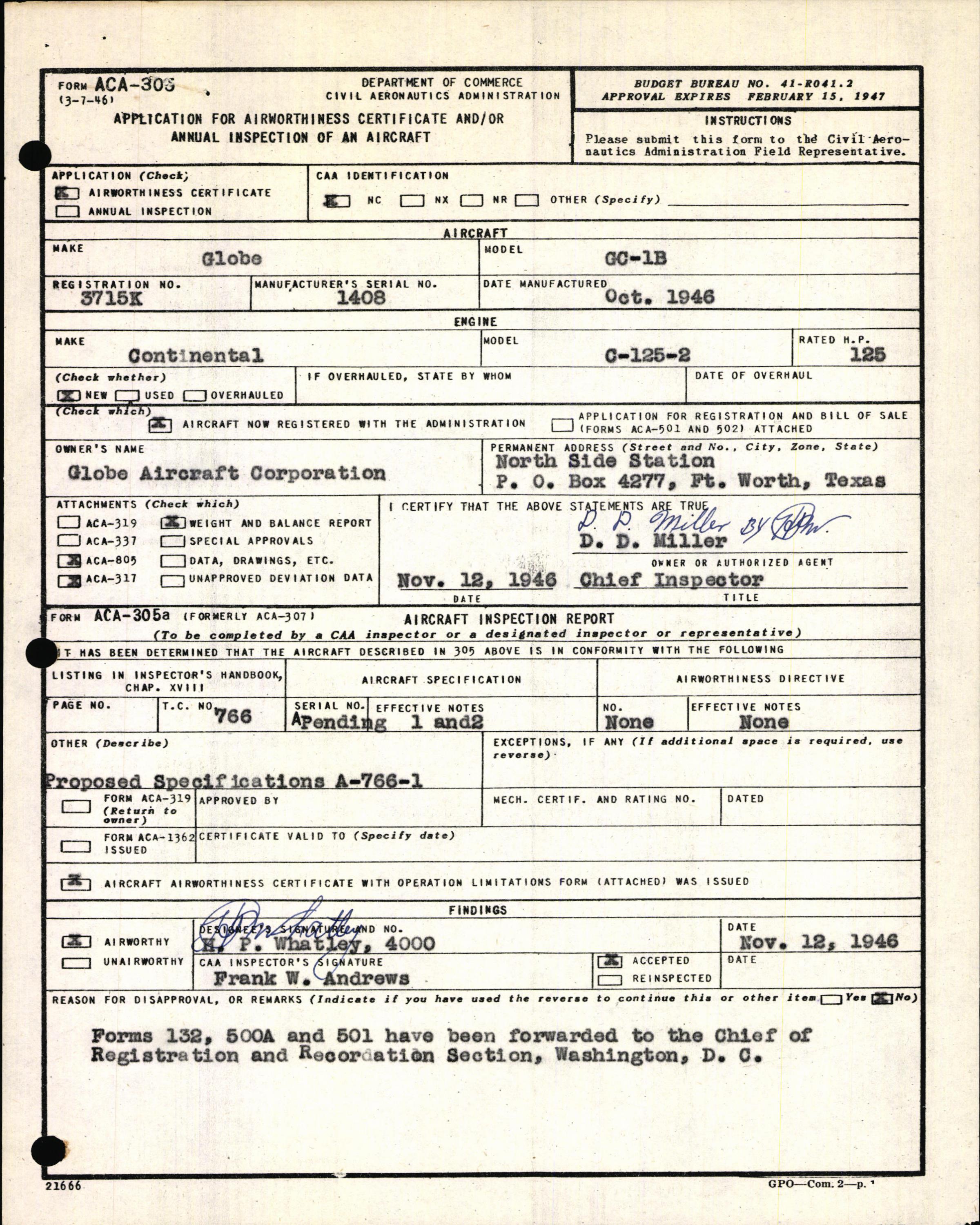 Sample page 3 from AirCorps Library document: Technical Information for Serial Number 1408