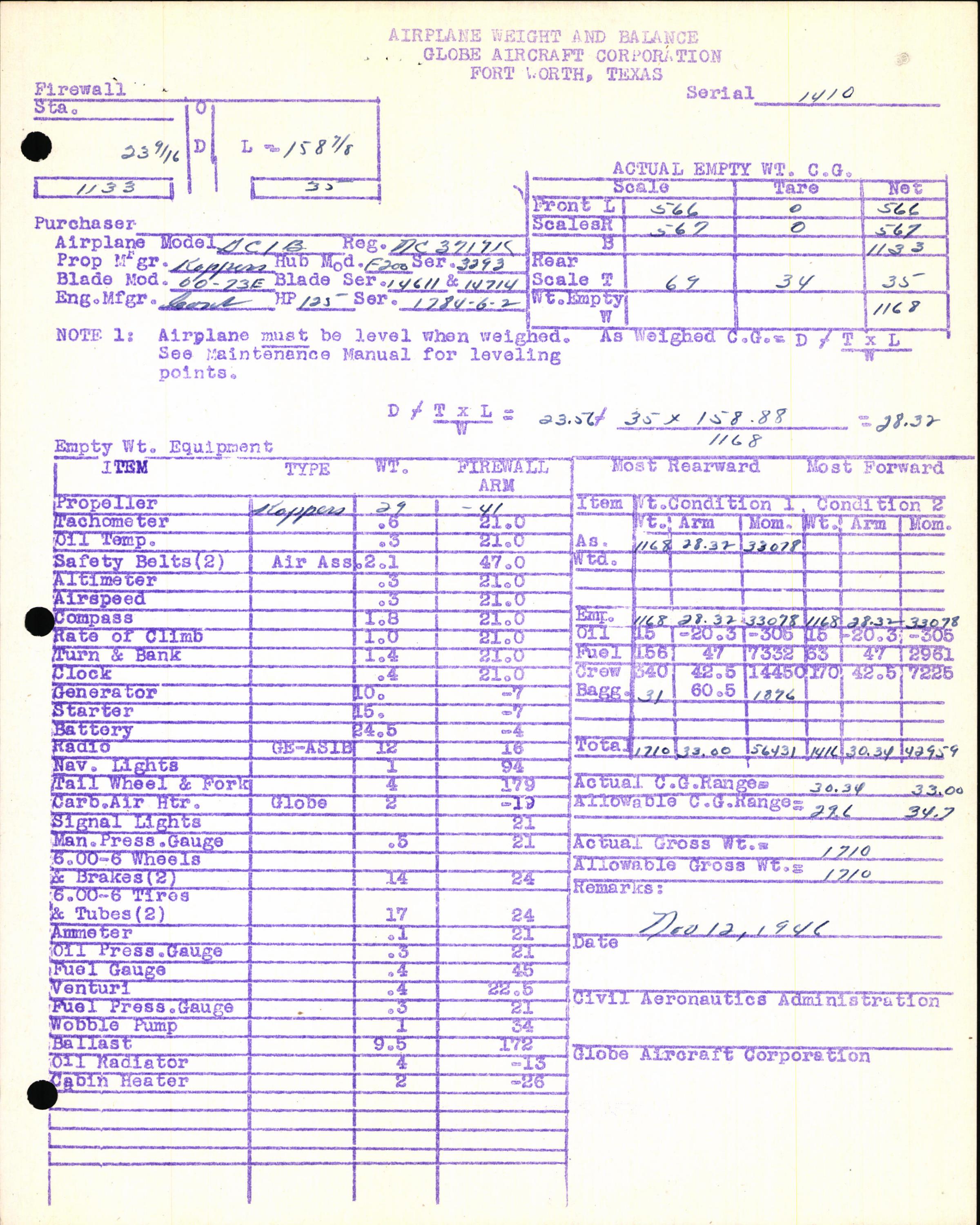 Sample page 7 from AirCorps Library document: Technical Information for Serial Number 1410