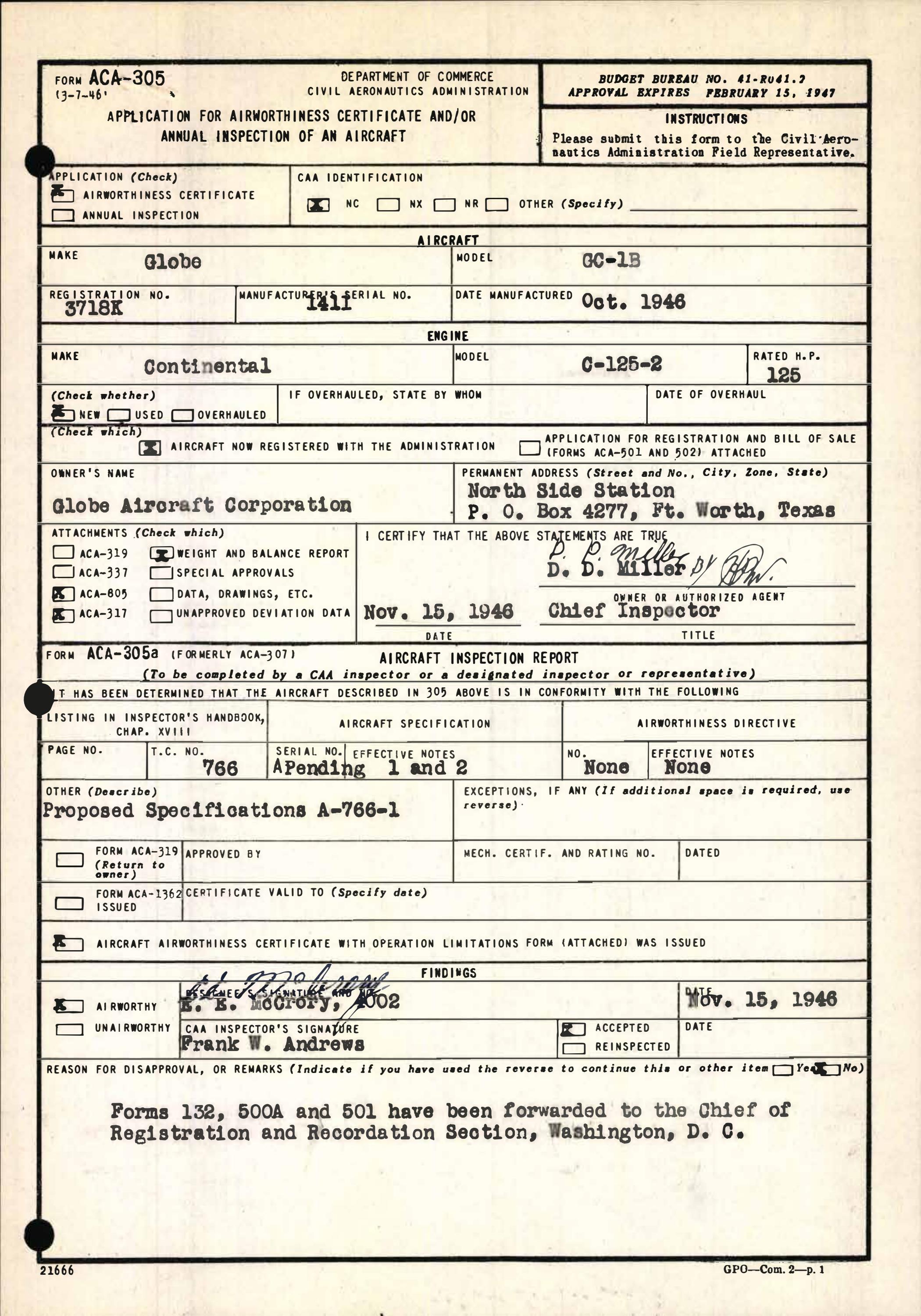 Sample page 3 from AirCorps Library document: Technical Information for Serial Number 1411