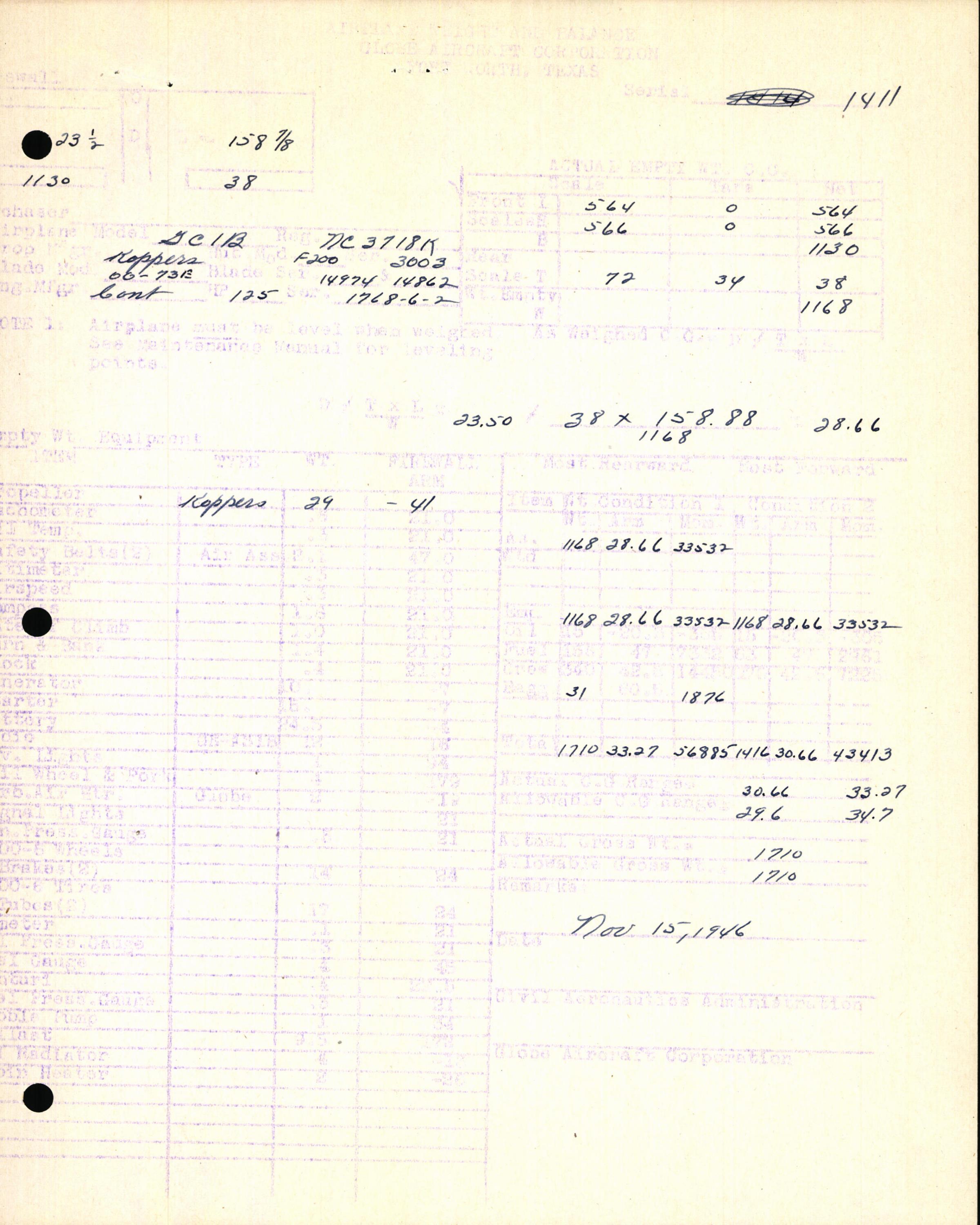 Sample page 5 from AirCorps Library document: Technical Information for Serial Number 1411