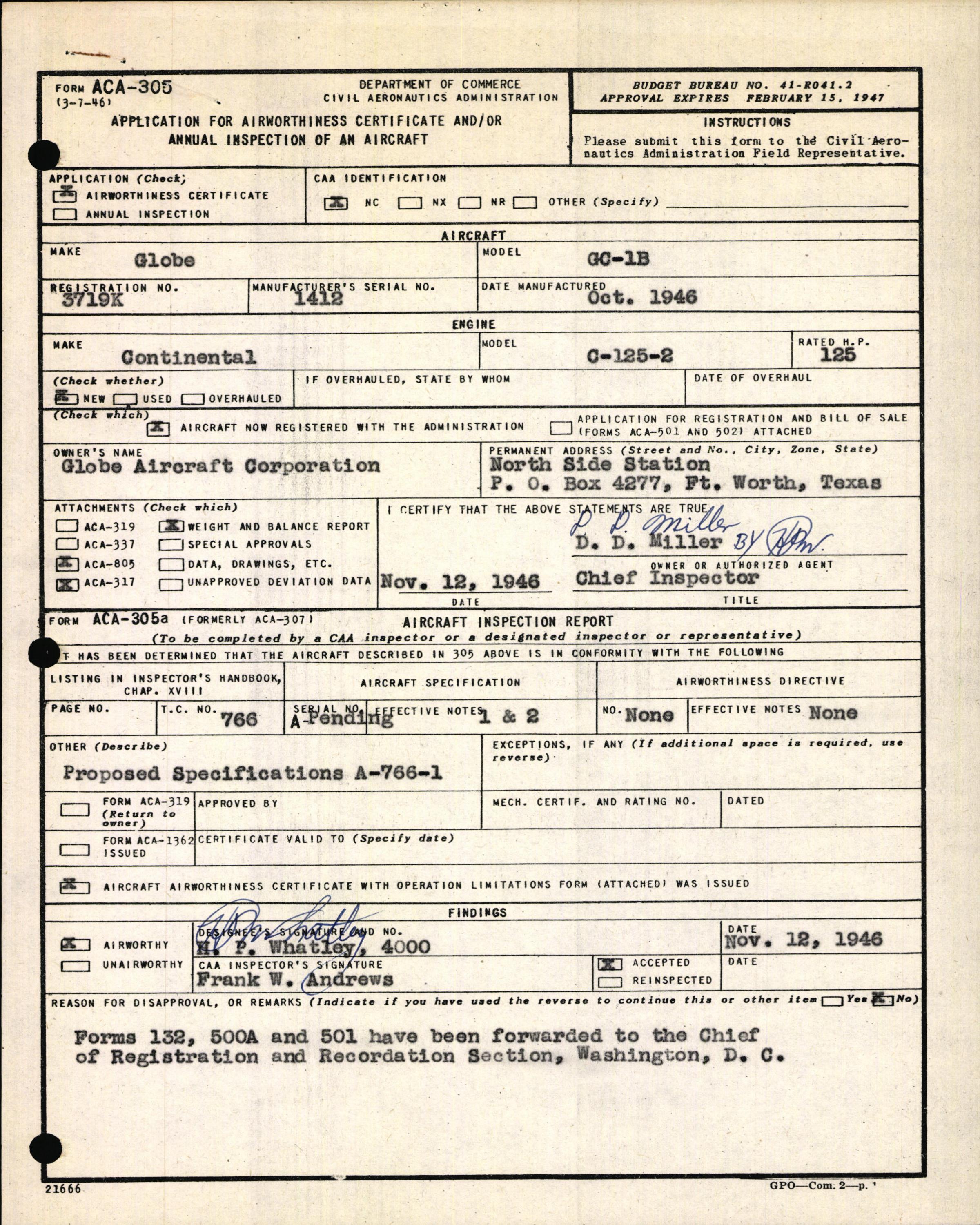 Sample page 3 from AirCorps Library document: Technical Information for Serial Number 1412