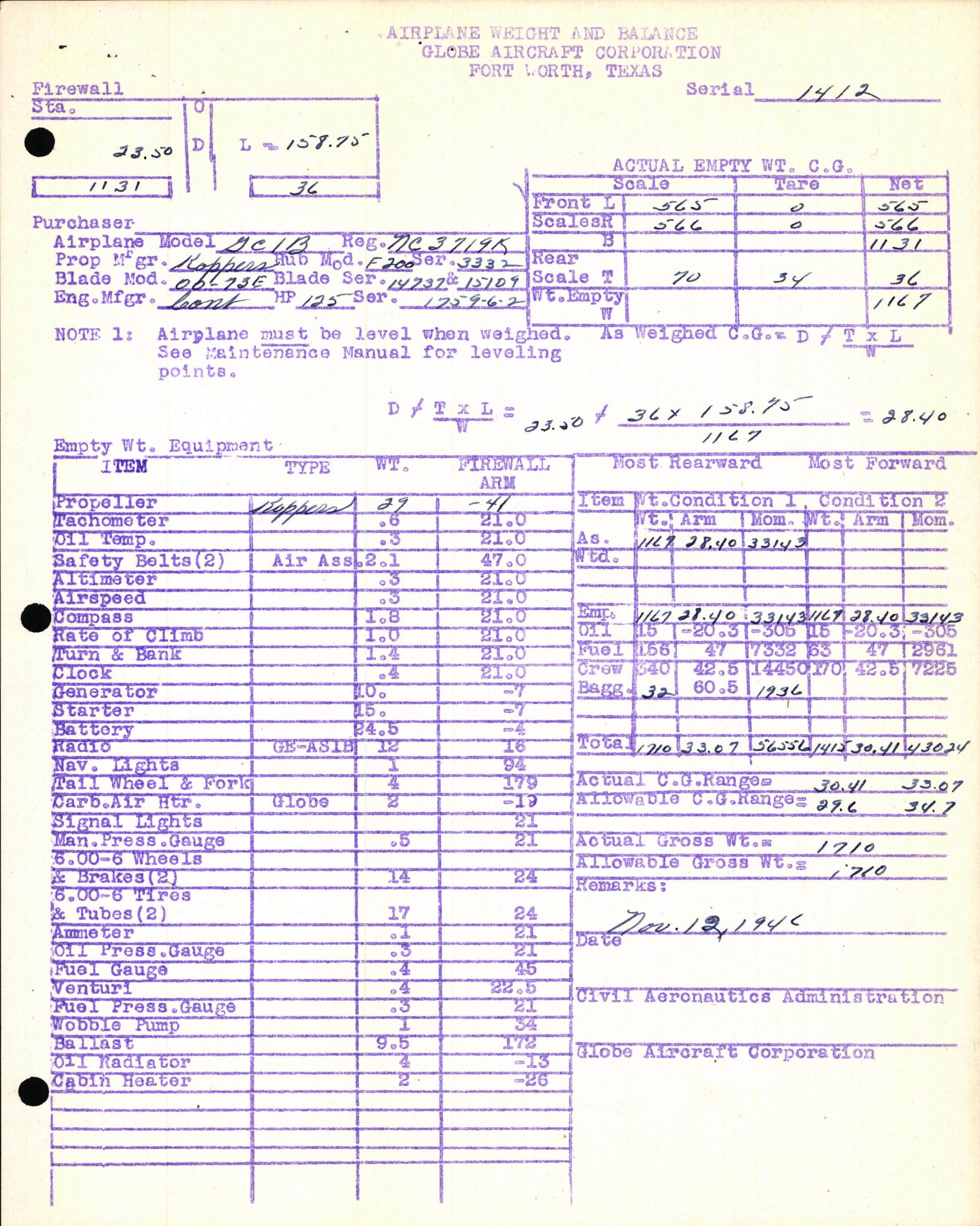 Sample page 7 from AirCorps Library document: Technical Information for Serial Number 1412