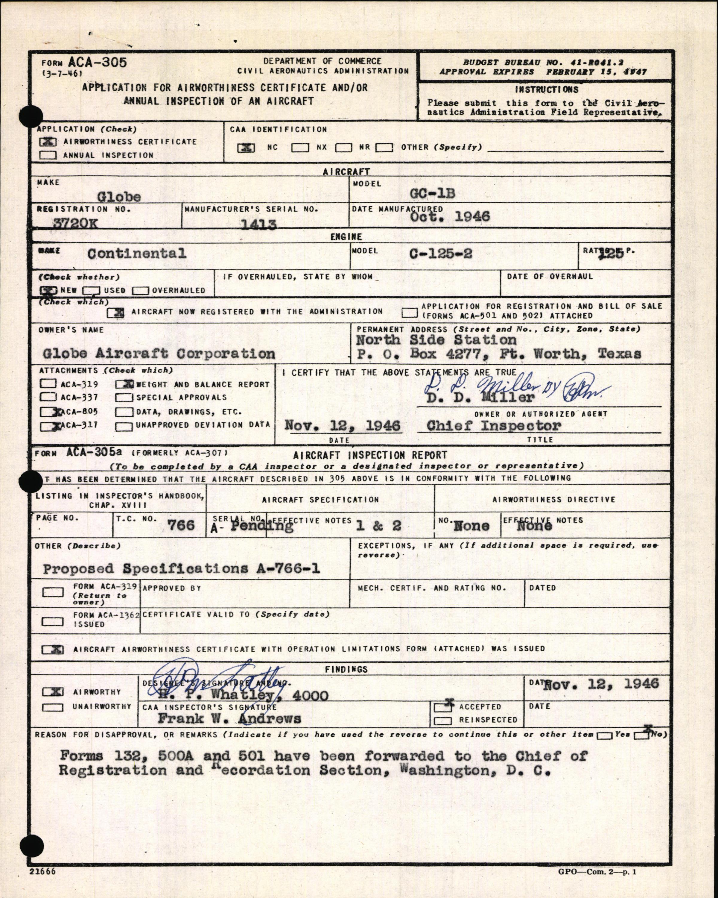 Sample page 3 from AirCorps Library document: Technical Information for Serial Number 1413