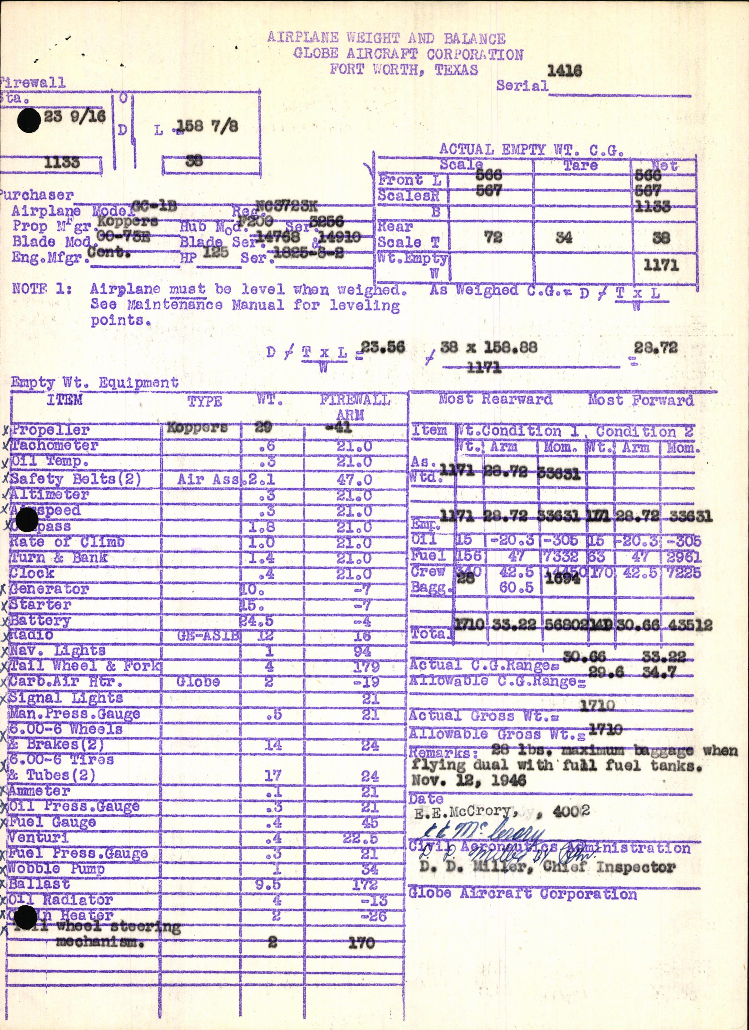 Sample page 7 from AirCorps Library document: Technical Information for Serial Number 1416