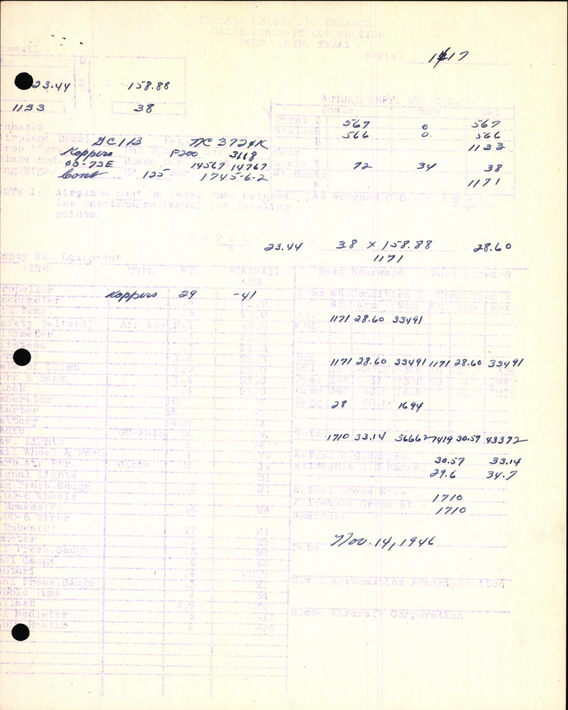 Sample page 7 from AirCorps Library document: Technical Information for Serial Number 1417