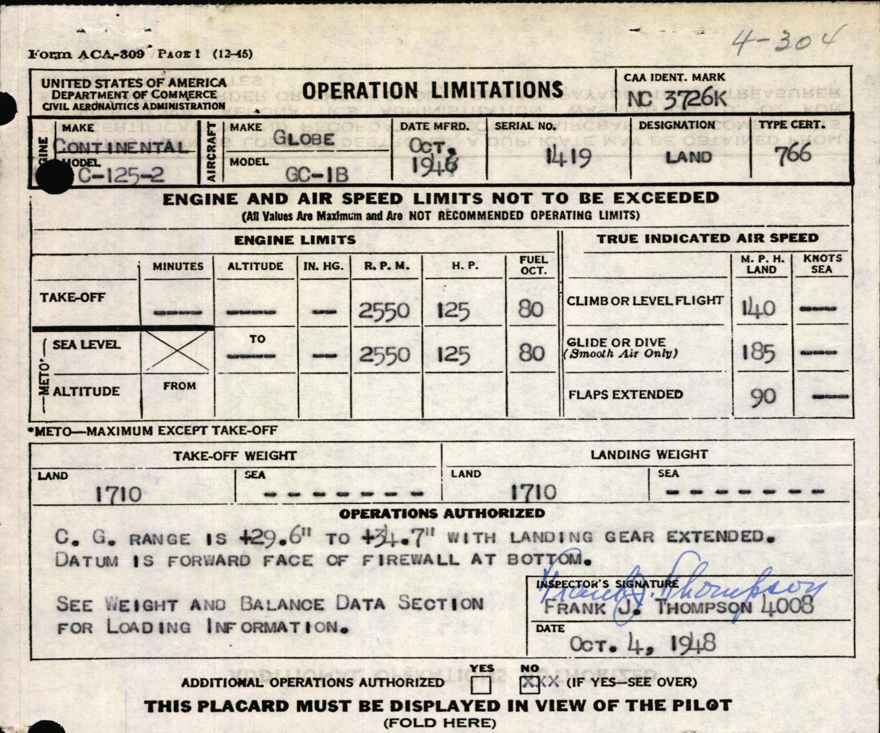 Sample page 7 from AirCorps Library document: Technical Information for Serial Number 1419