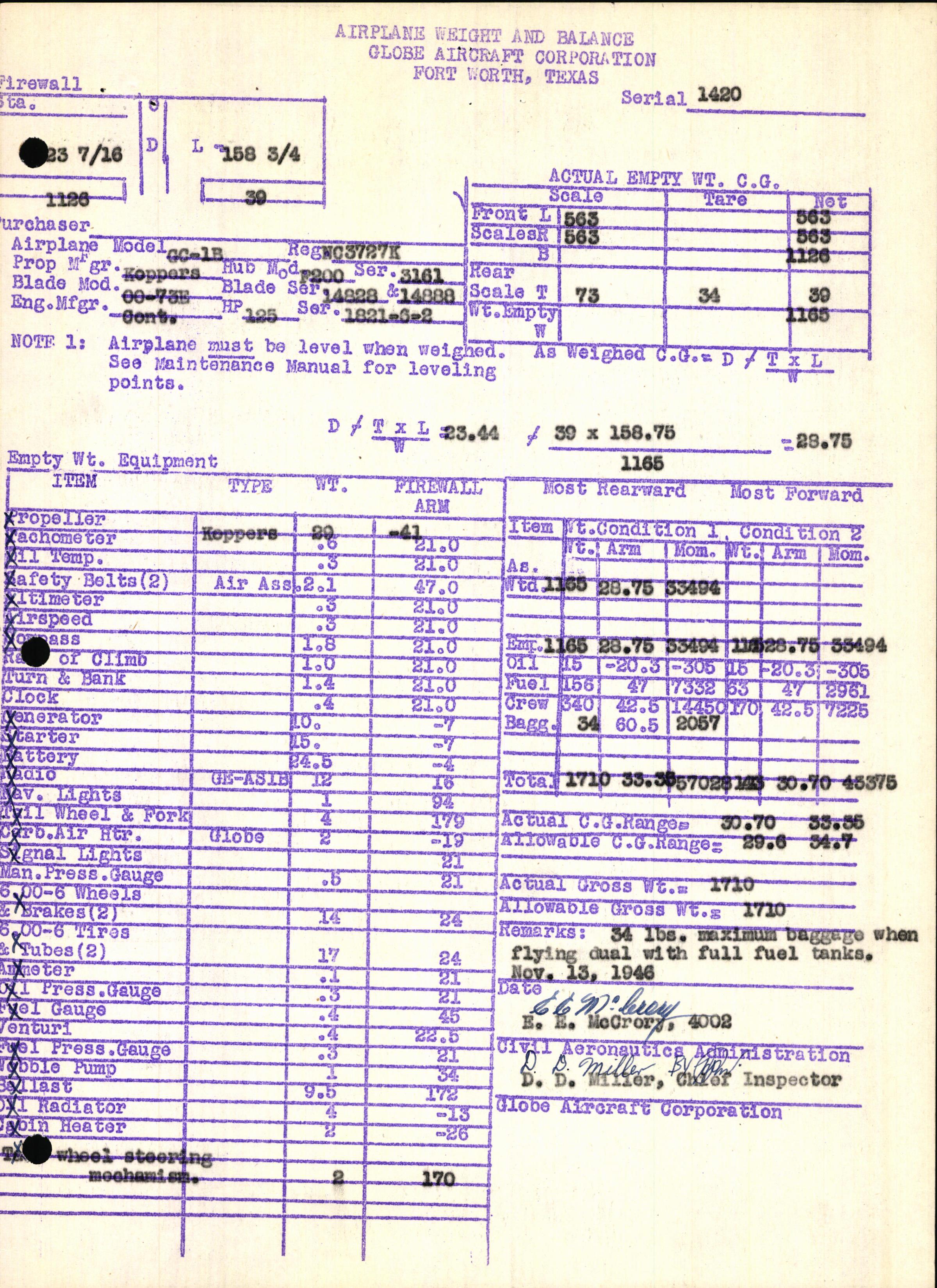 Sample page 7 from AirCorps Library document: Technical Information for Serial Number 1420