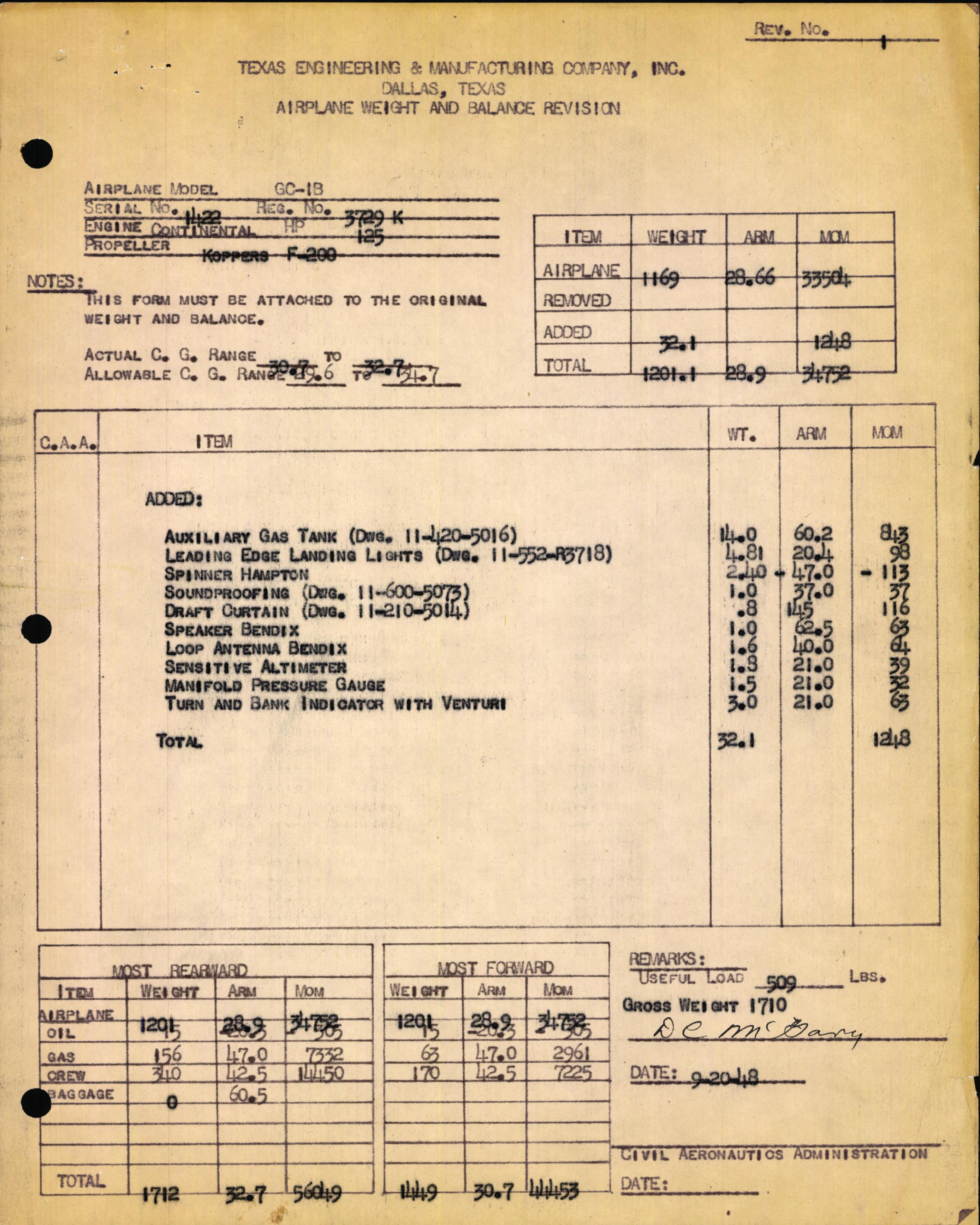 Sample page 7 from AirCorps Library document: Technical Information for Serial Number 1422