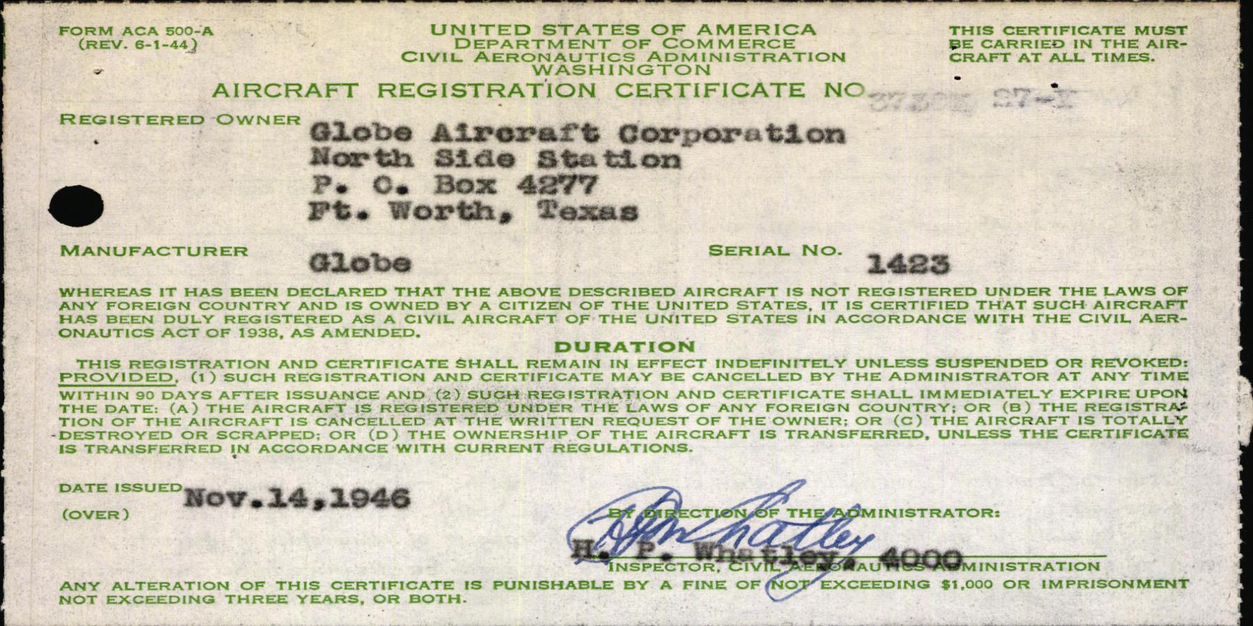 Sample page 7 from AirCorps Library document: Technical Information for Serial Number 1423