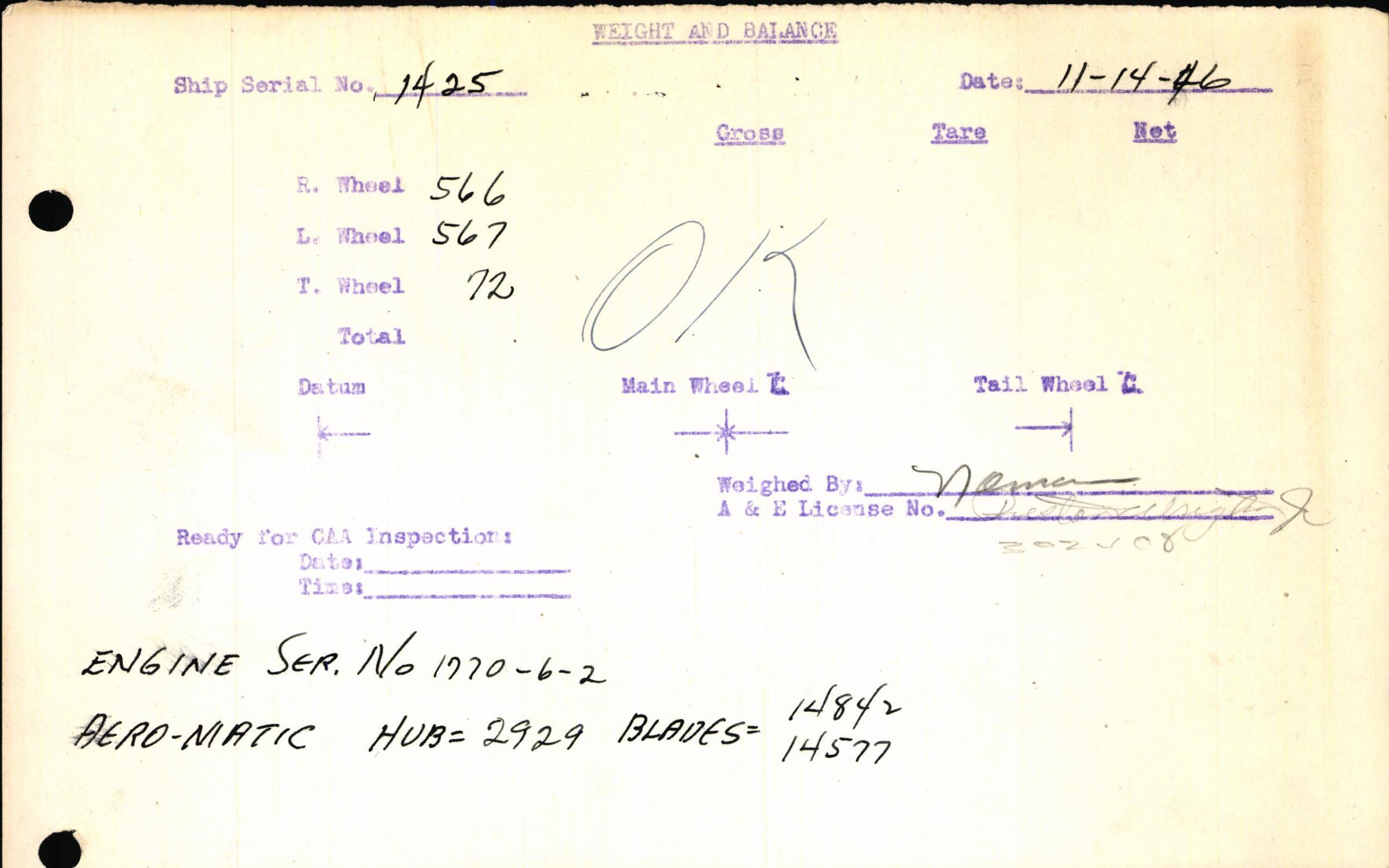 Sample page 3 from AirCorps Library document: Technical Information for Serial Number 1425