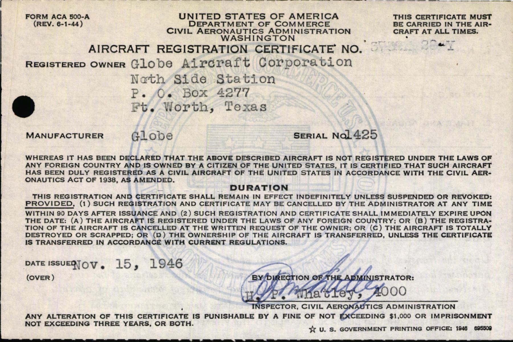 Sample page 7 from AirCorps Library document: Technical Information for Serial Number 1425