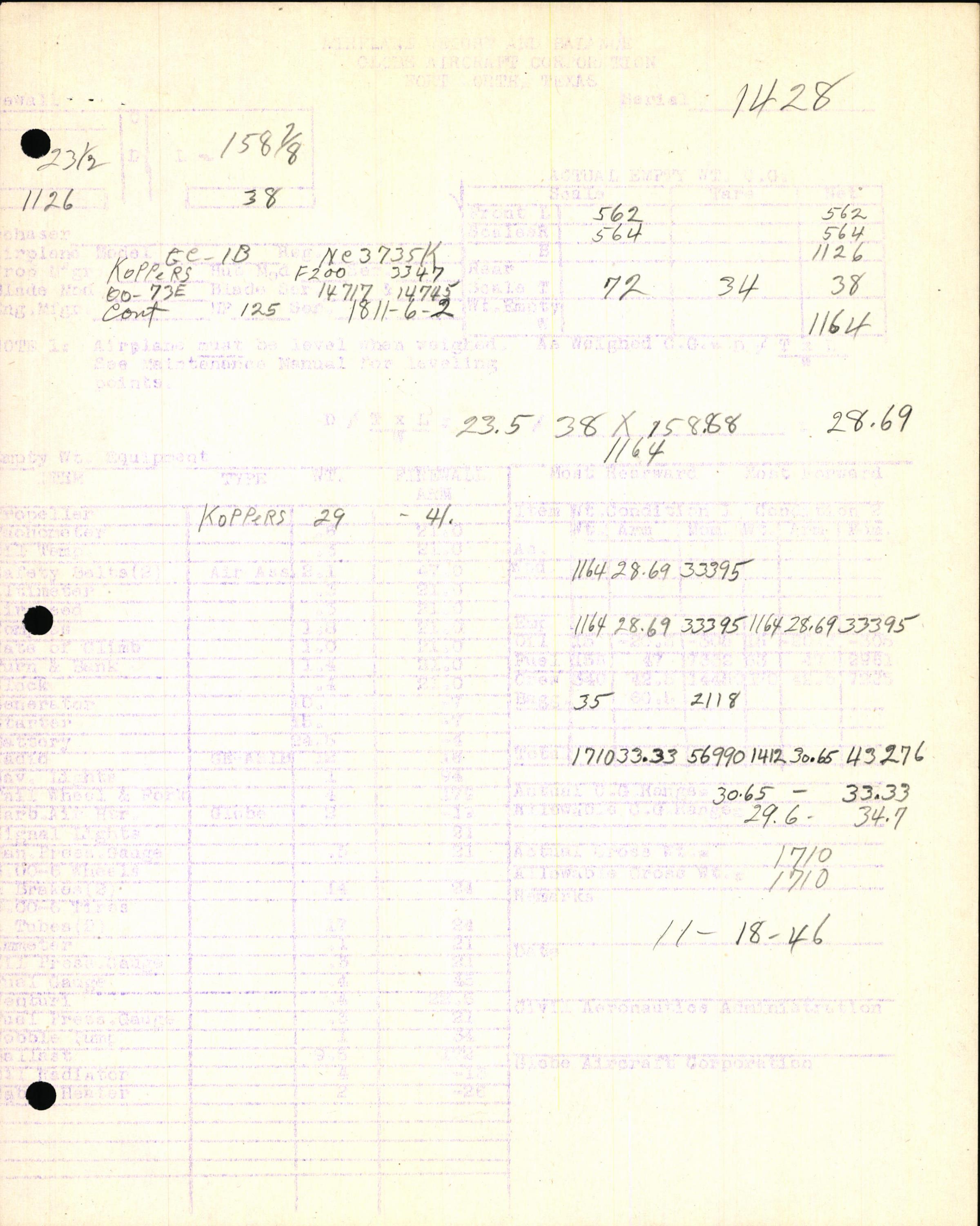 Sample page 7 from AirCorps Library document: Technical Information for Serial Number 1428