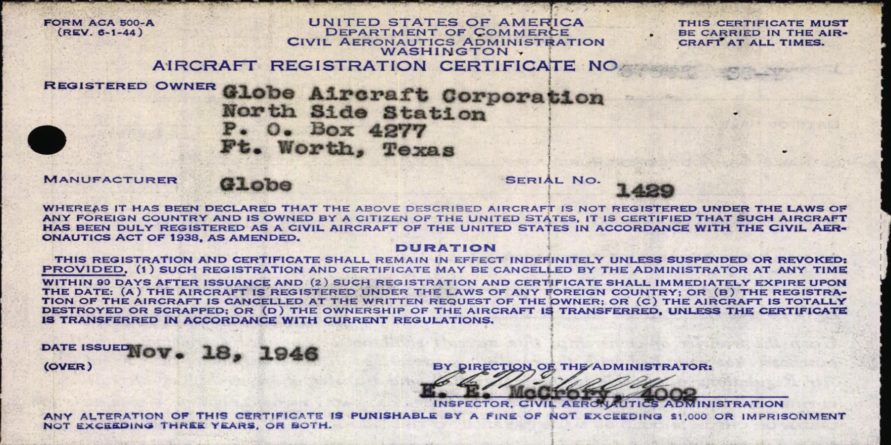 Sample page 7 from AirCorps Library document: Technical Information for Serial Number 1429