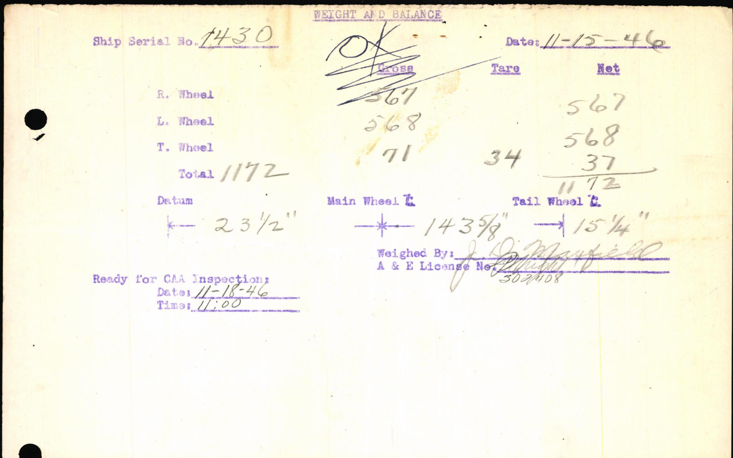 Sample page 3 from AirCorps Library document: Technical Information for Serial Number 1430