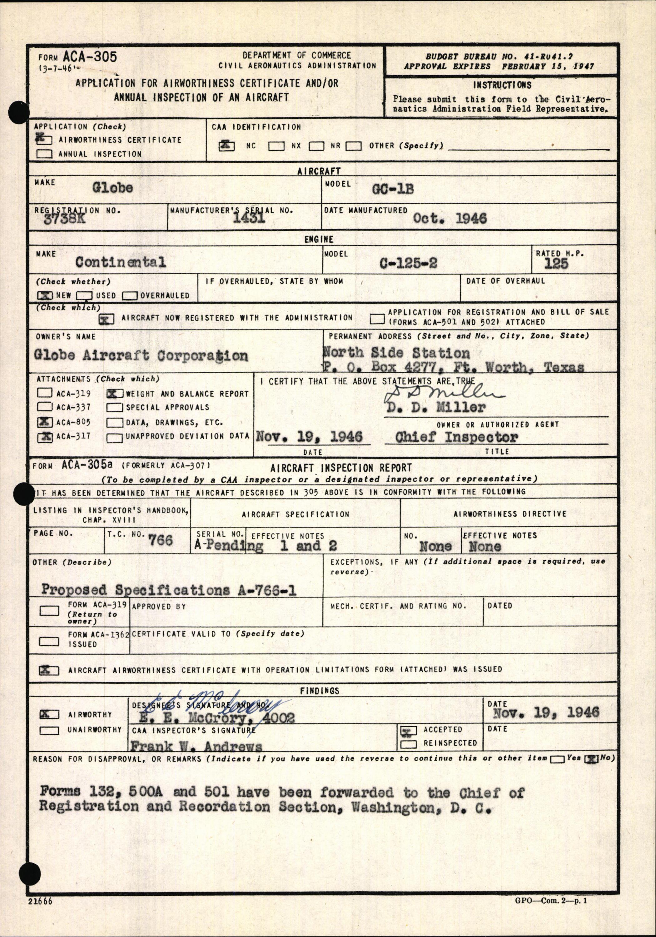 Sample page 3 from AirCorps Library document: Technical Information for Serial Number 1431