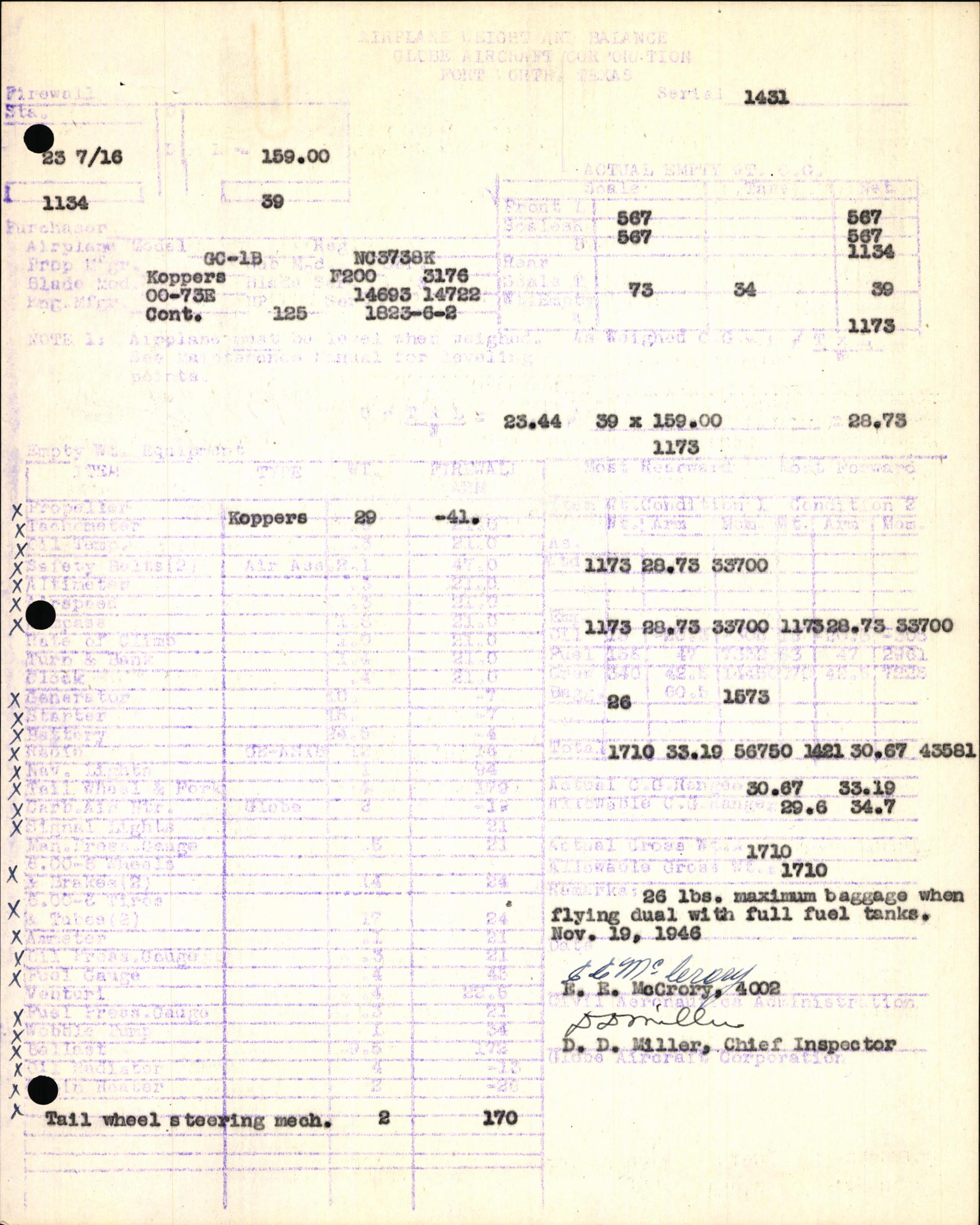 Sample page 5 from AirCorps Library document: Technical Information for Serial Number 1431