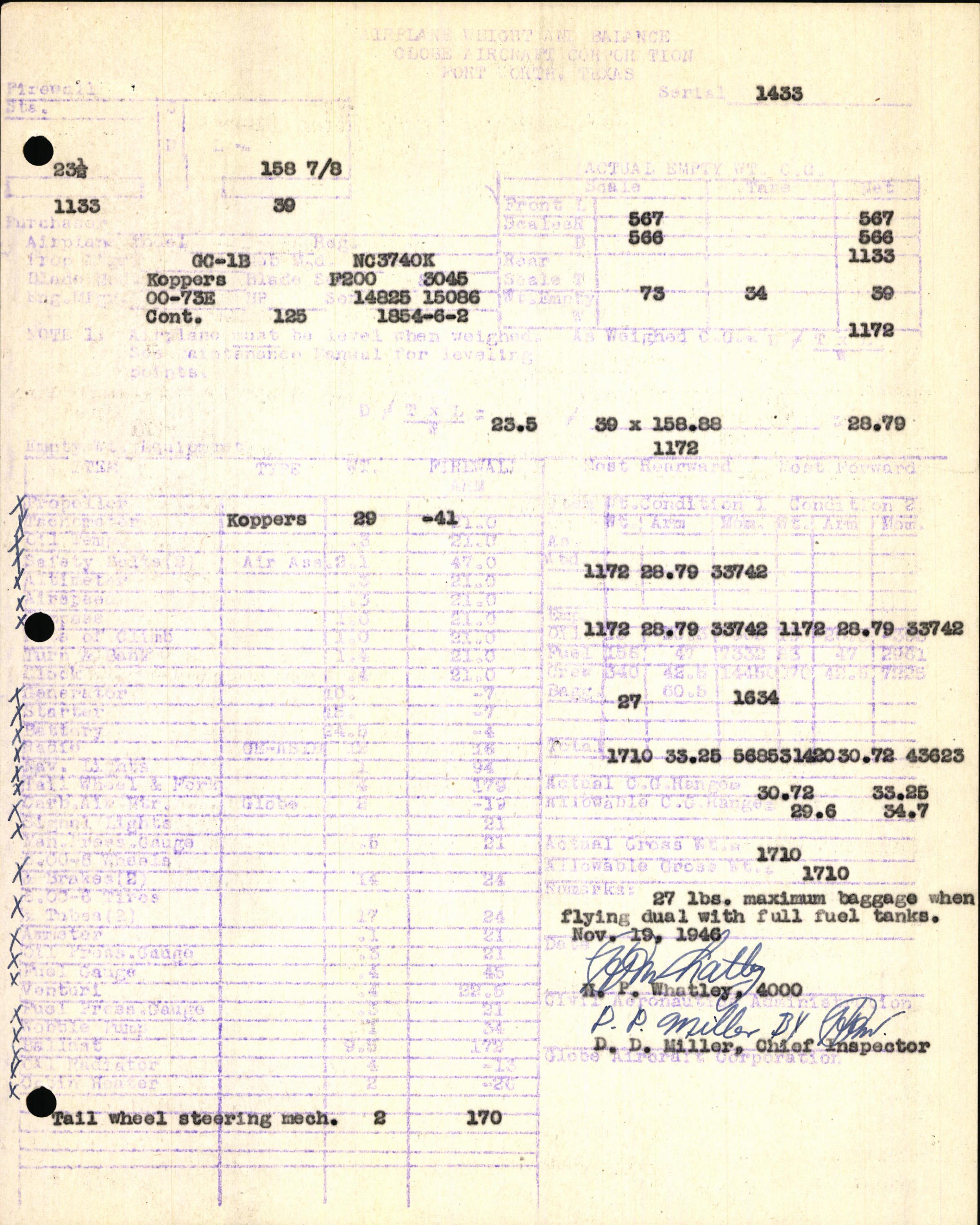 Sample page 5 from AirCorps Library document: Technical Information for Serial Number 1433