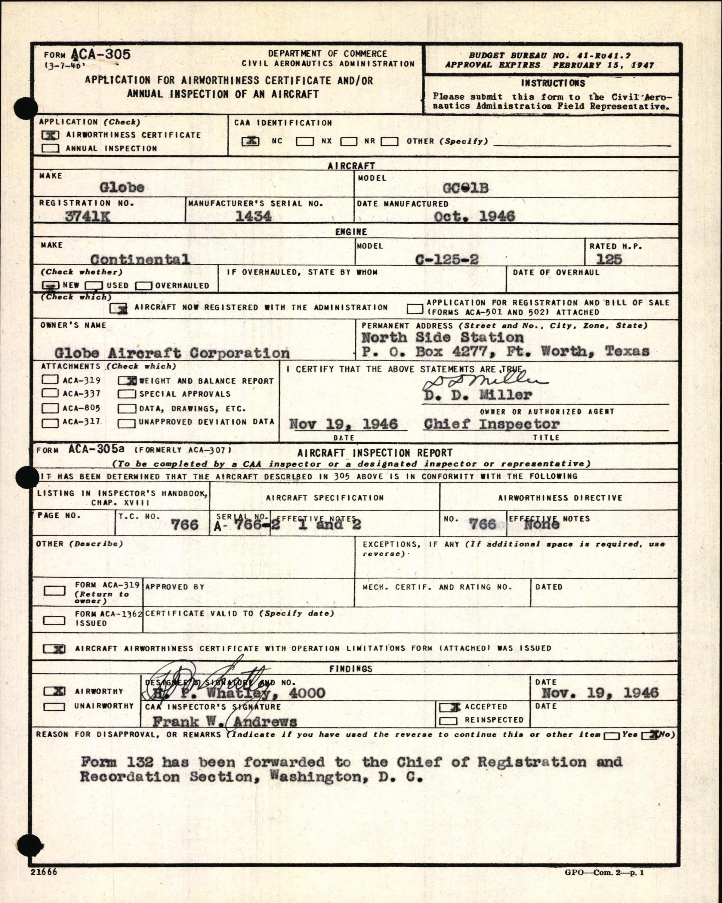 Sample page 3 from AirCorps Library document: Technical Information for Serial Number 1434