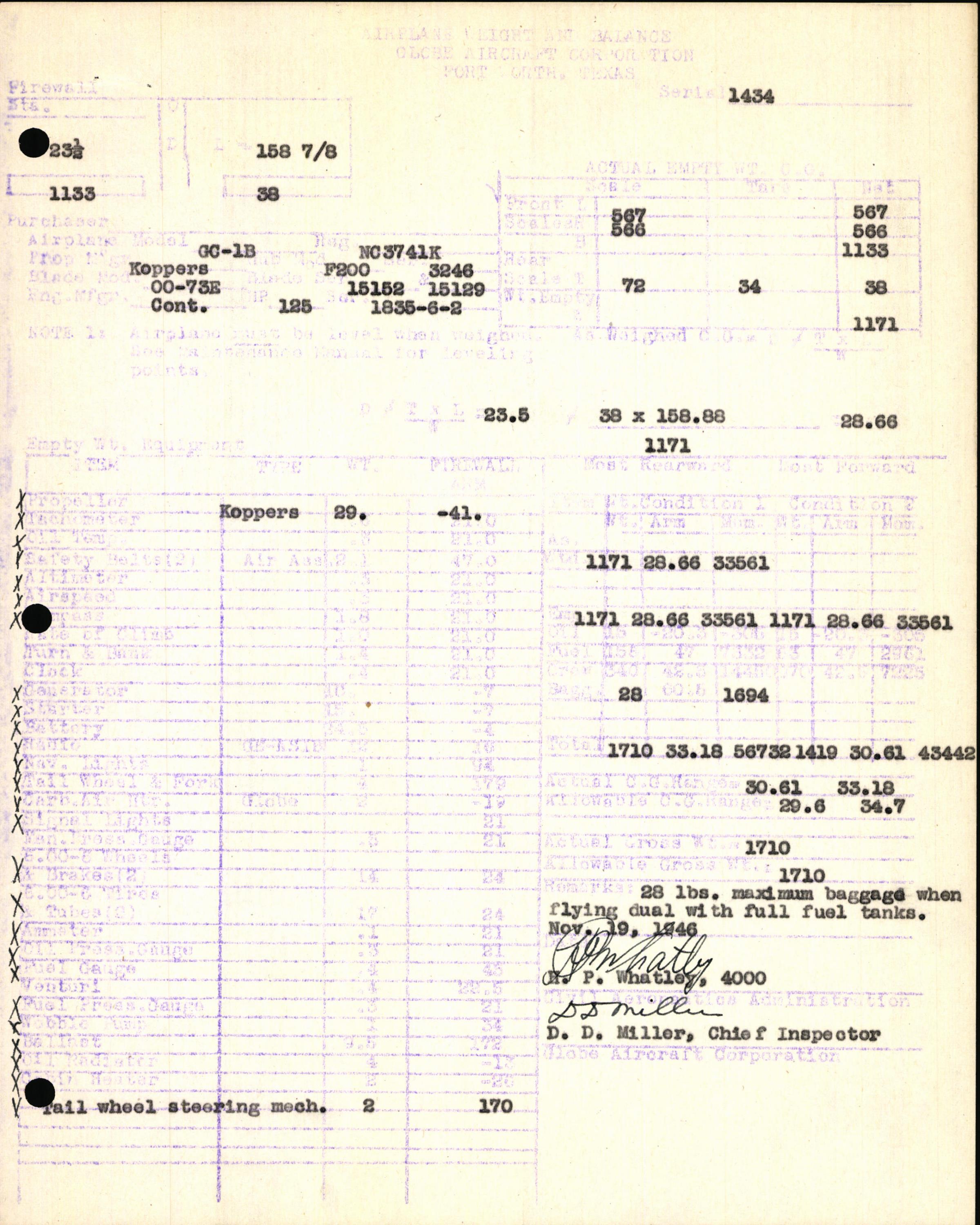 Sample page 5 from AirCorps Library document: Technical Information for Serial Number 1434