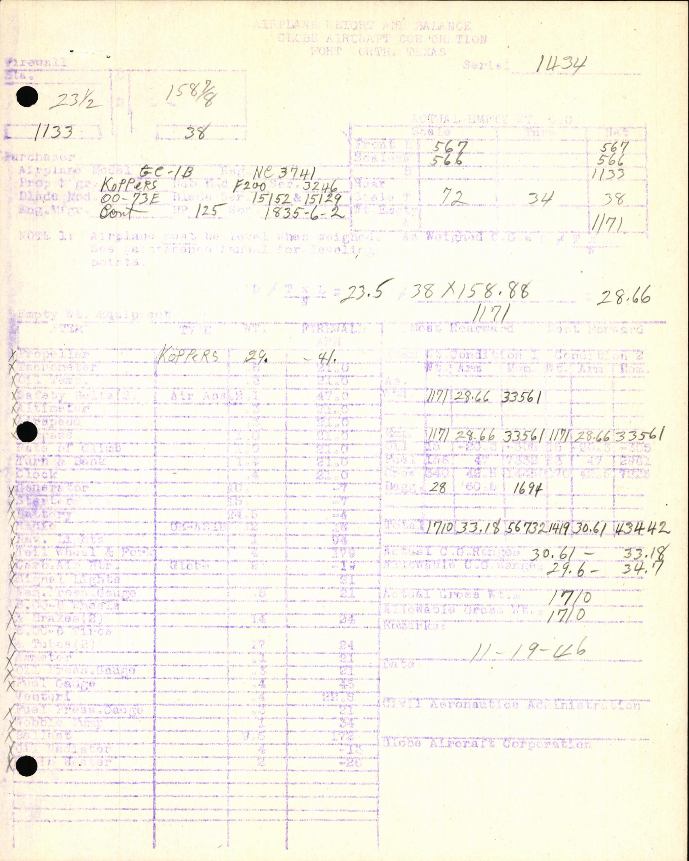 Sample page 7 from AirCorps Library document: Technical Information for Serial Number 1434