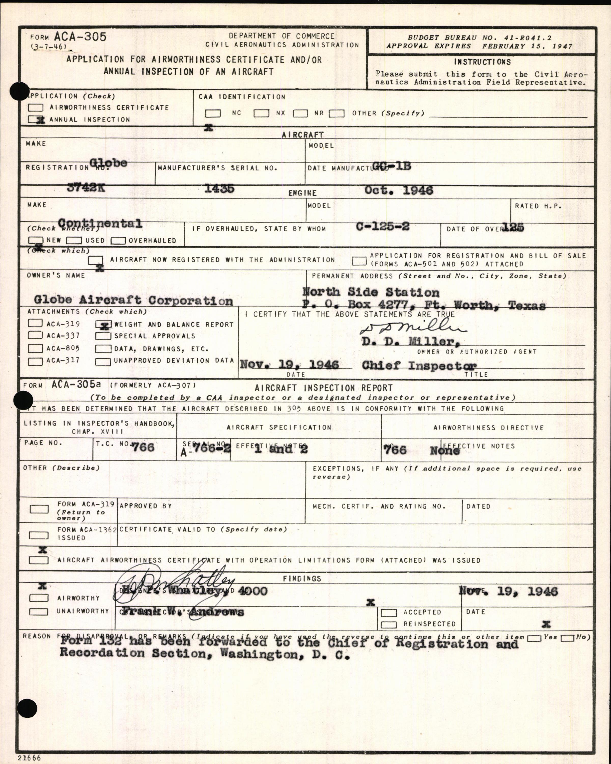 Sample page 3 from AirCorps Library document: Technical Information for Serial Number 1435