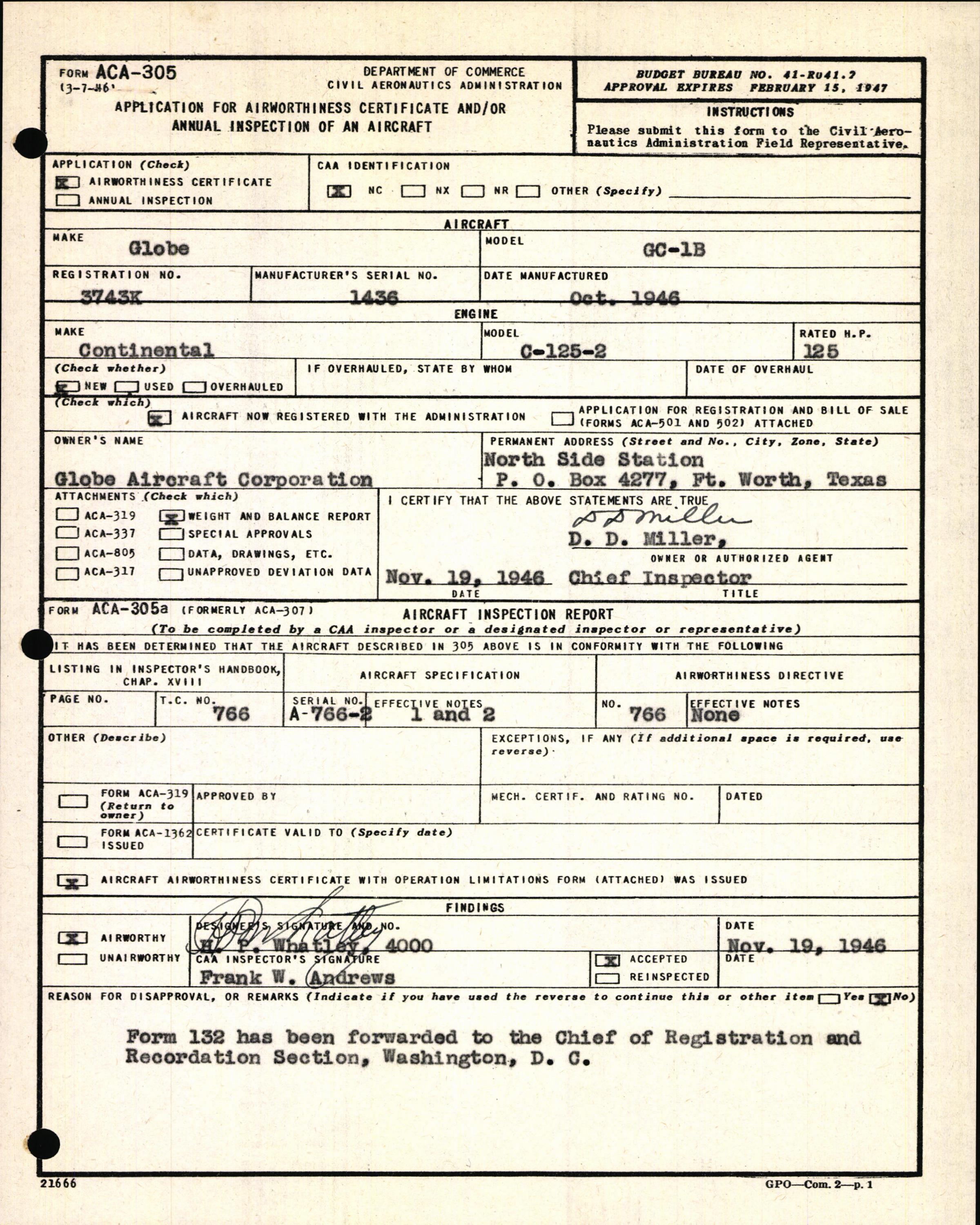 Sample page 3 from AirCorps Library document: Technical Information for Serial Number 1436