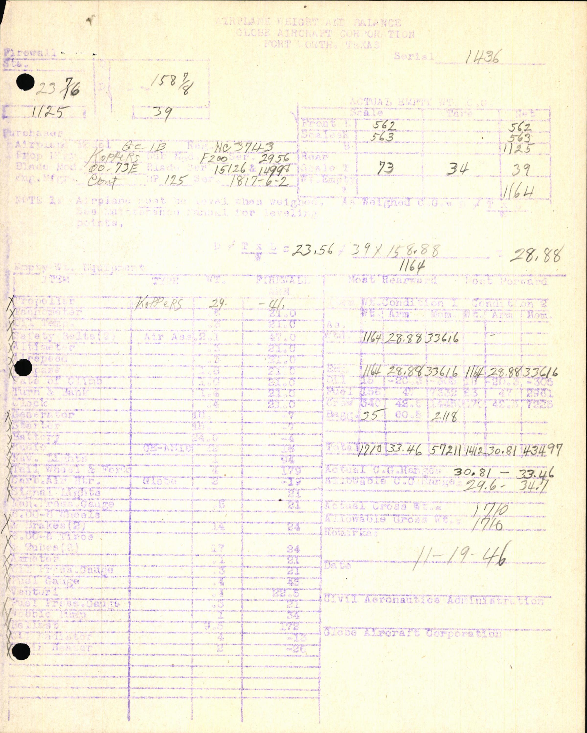 Sample page 7 from AirCorps Library document: Technical Information for Serial Number 1436