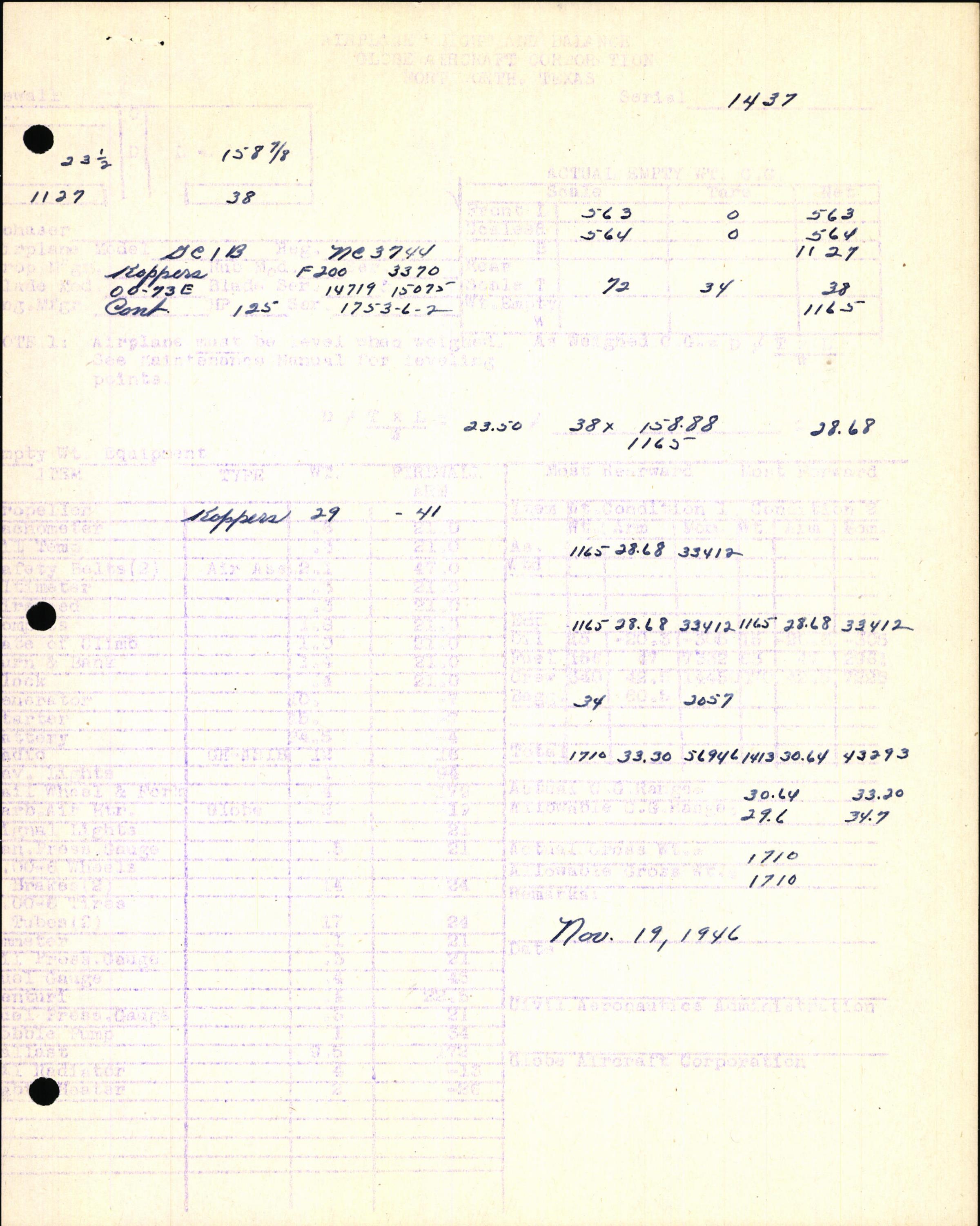 Sample page 5 from AirCorps Library document: Technical Information for Serial Number 1437