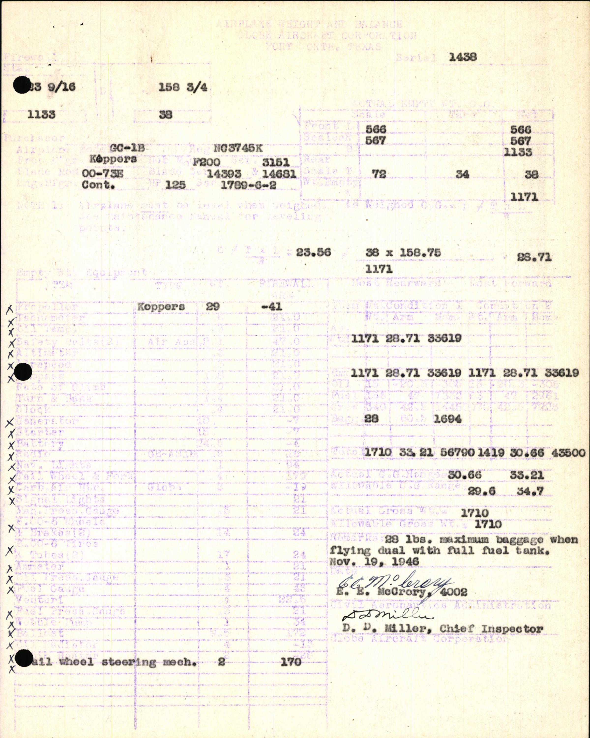 Sample page 5 from AirCorps Library document: Technical Information for Serial Number 1438