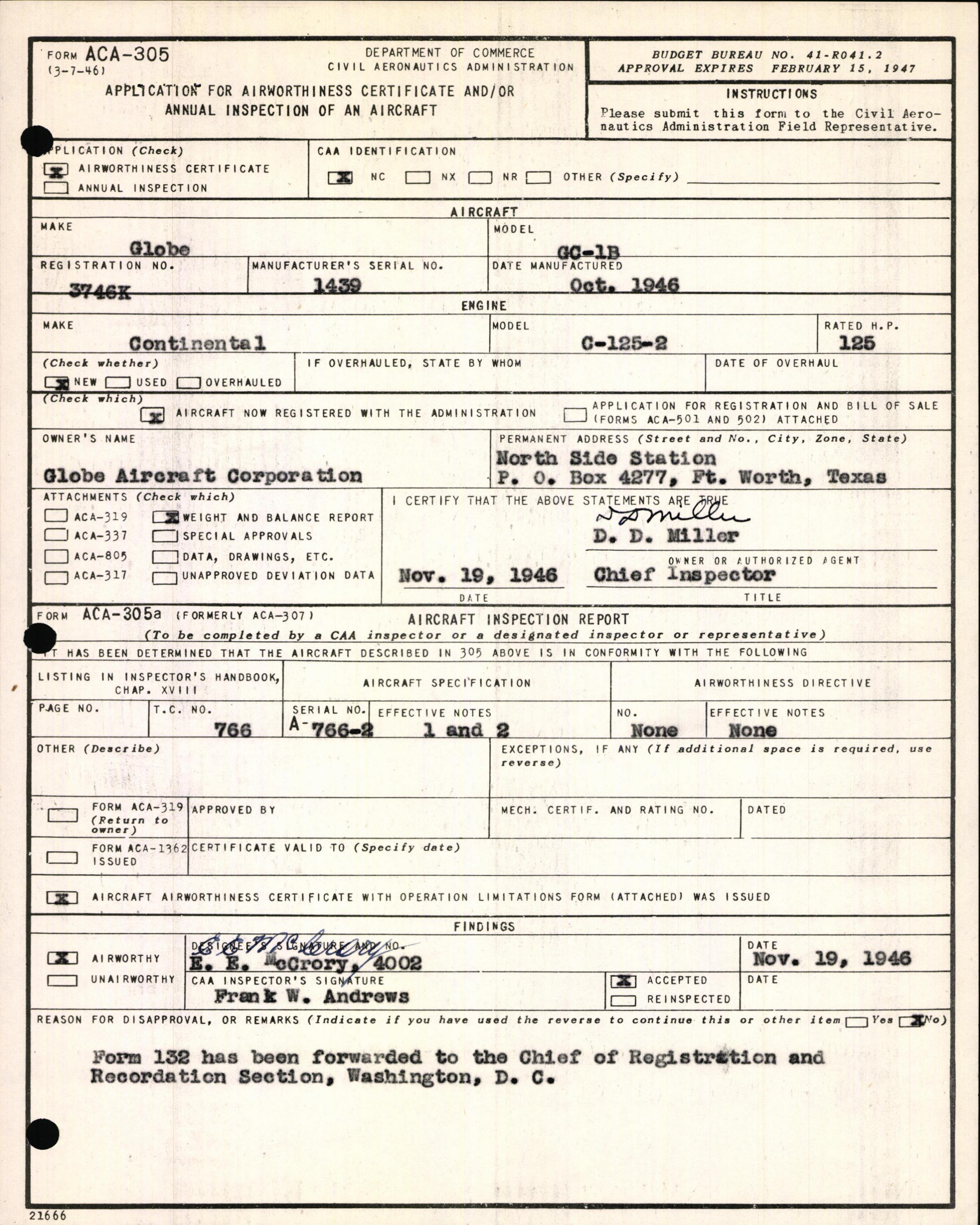 Sample page 3 from AirCorps Library document: Technical Information for Serial Number 1439