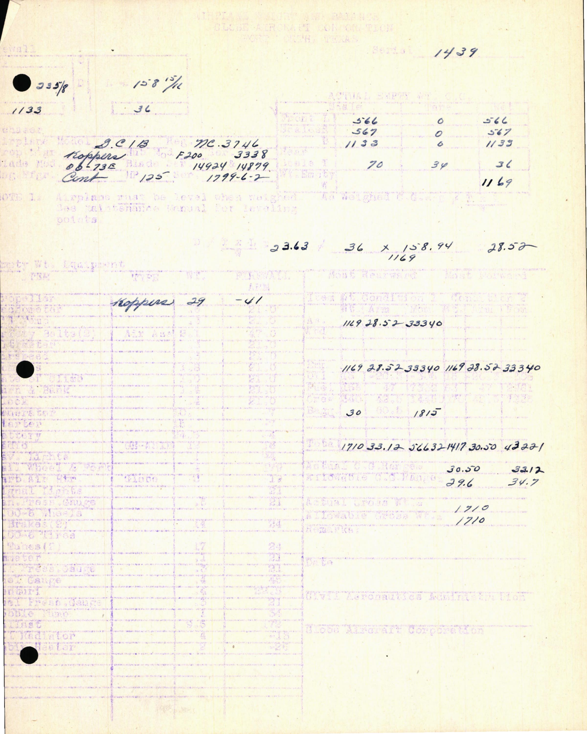 Sample page 7 from AirCorps Library document: Technical Information for Serial Number 1439