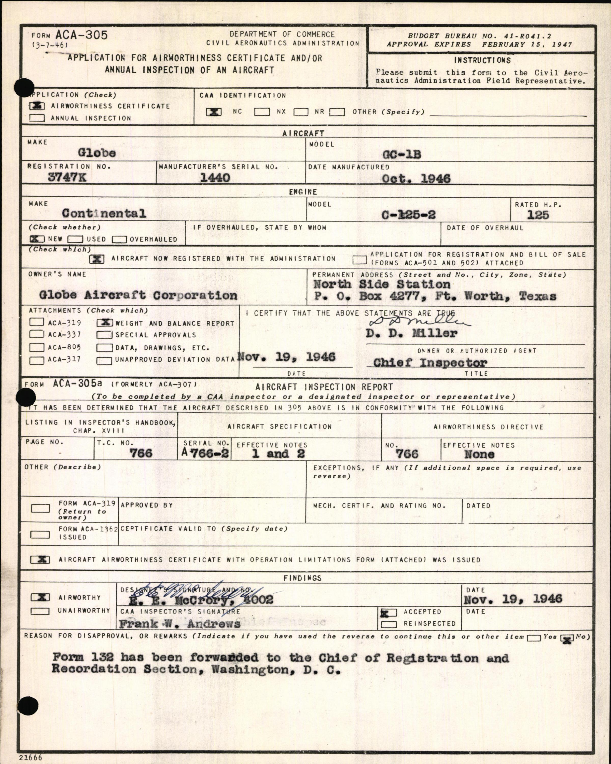 Sample page 3 from AirCorps Library document: Technical Information for Serial Number 1440