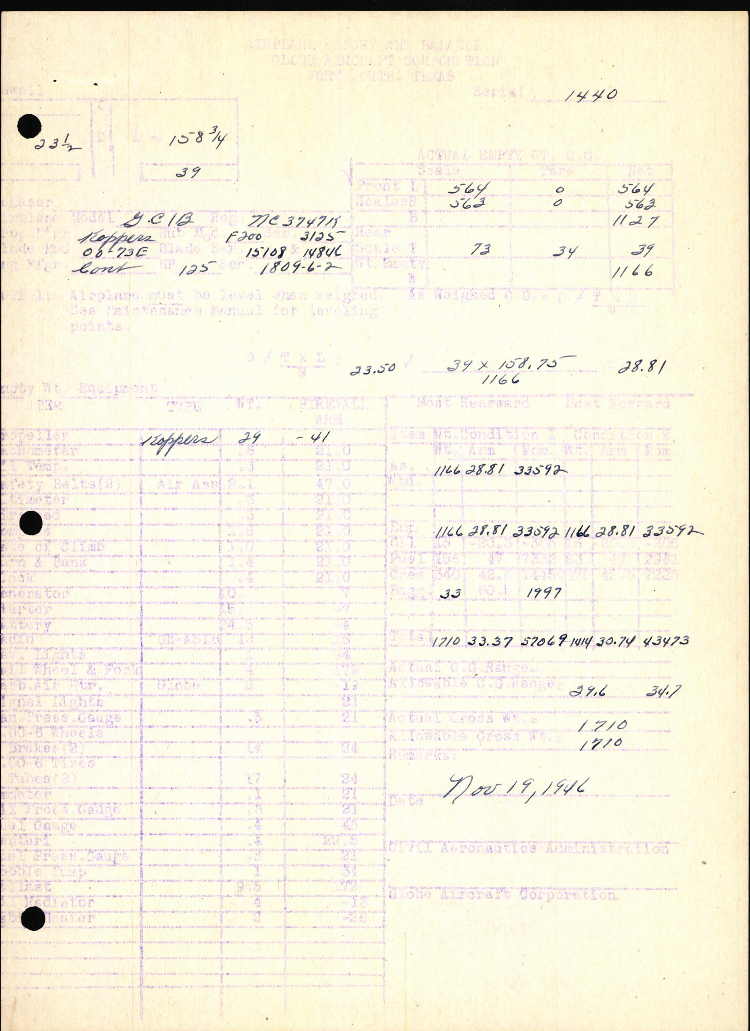 Sample page 5 from AirCorps Library document: Technical Information for Serial Number 1440