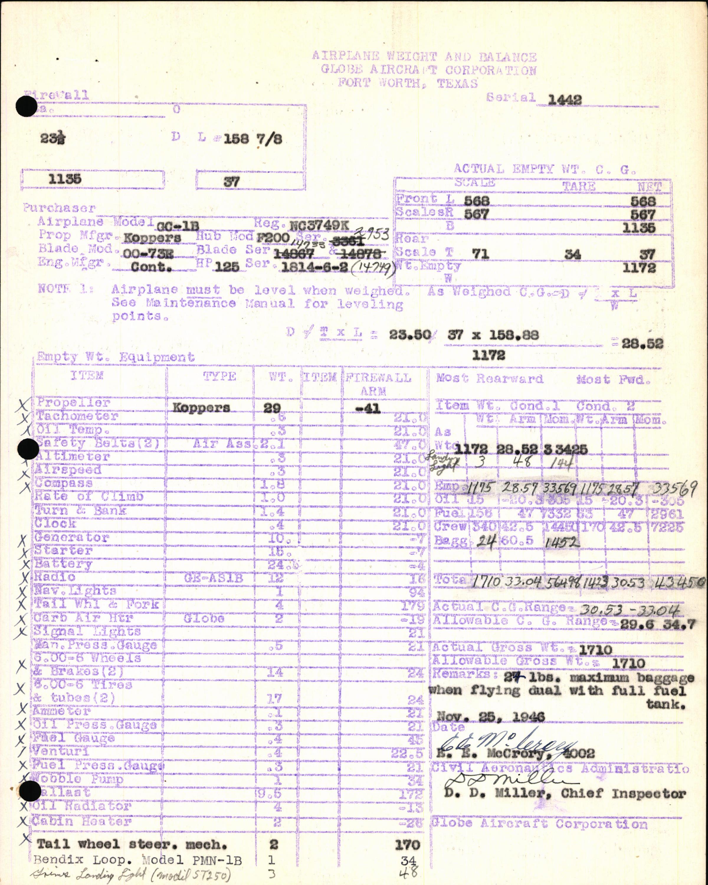 Sample page 5 from AirCorps Library document: Technical Information for Serial Number 1442