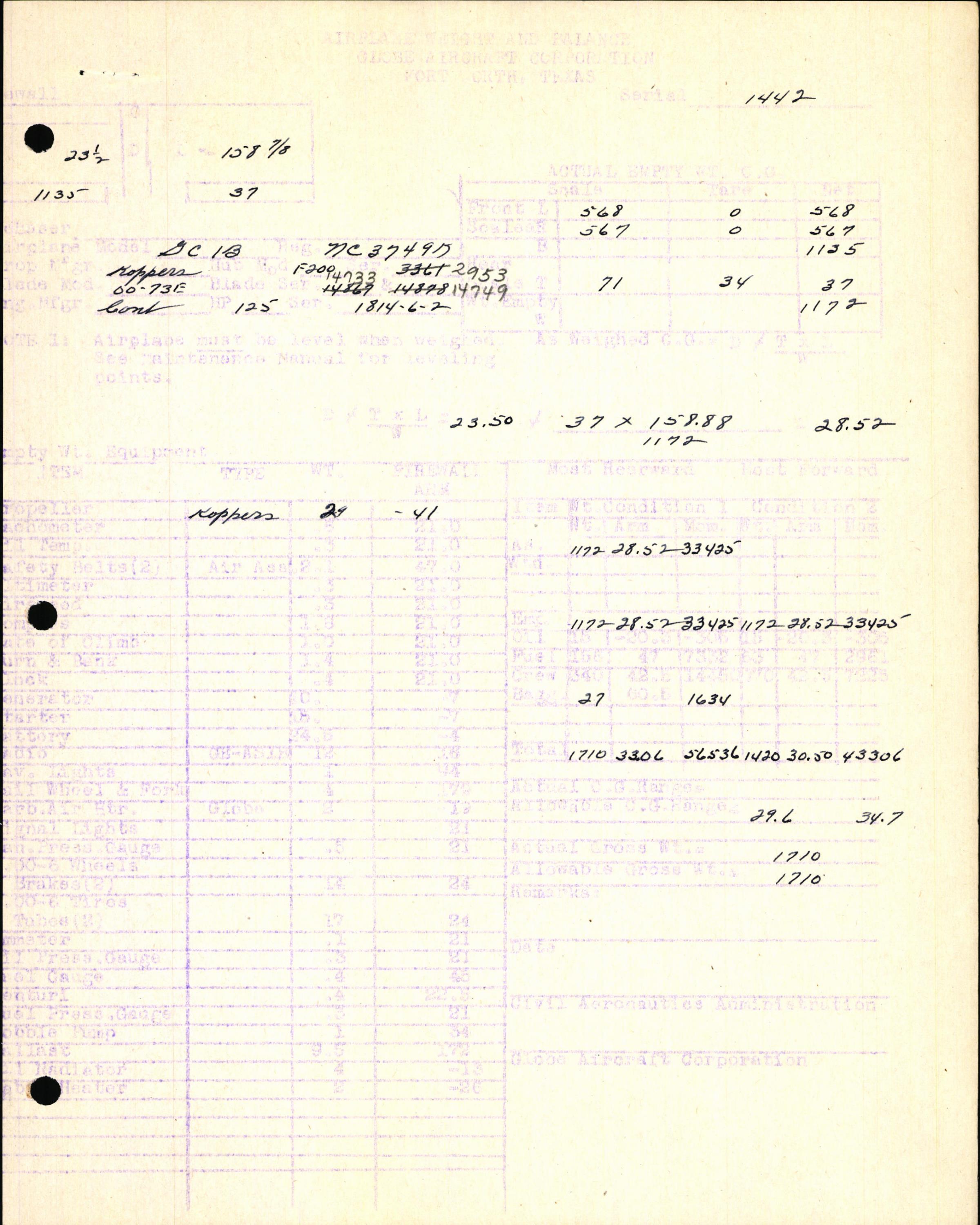 Sample page 7 from AirCorps Library document: Technical Information for Serial Number 1442