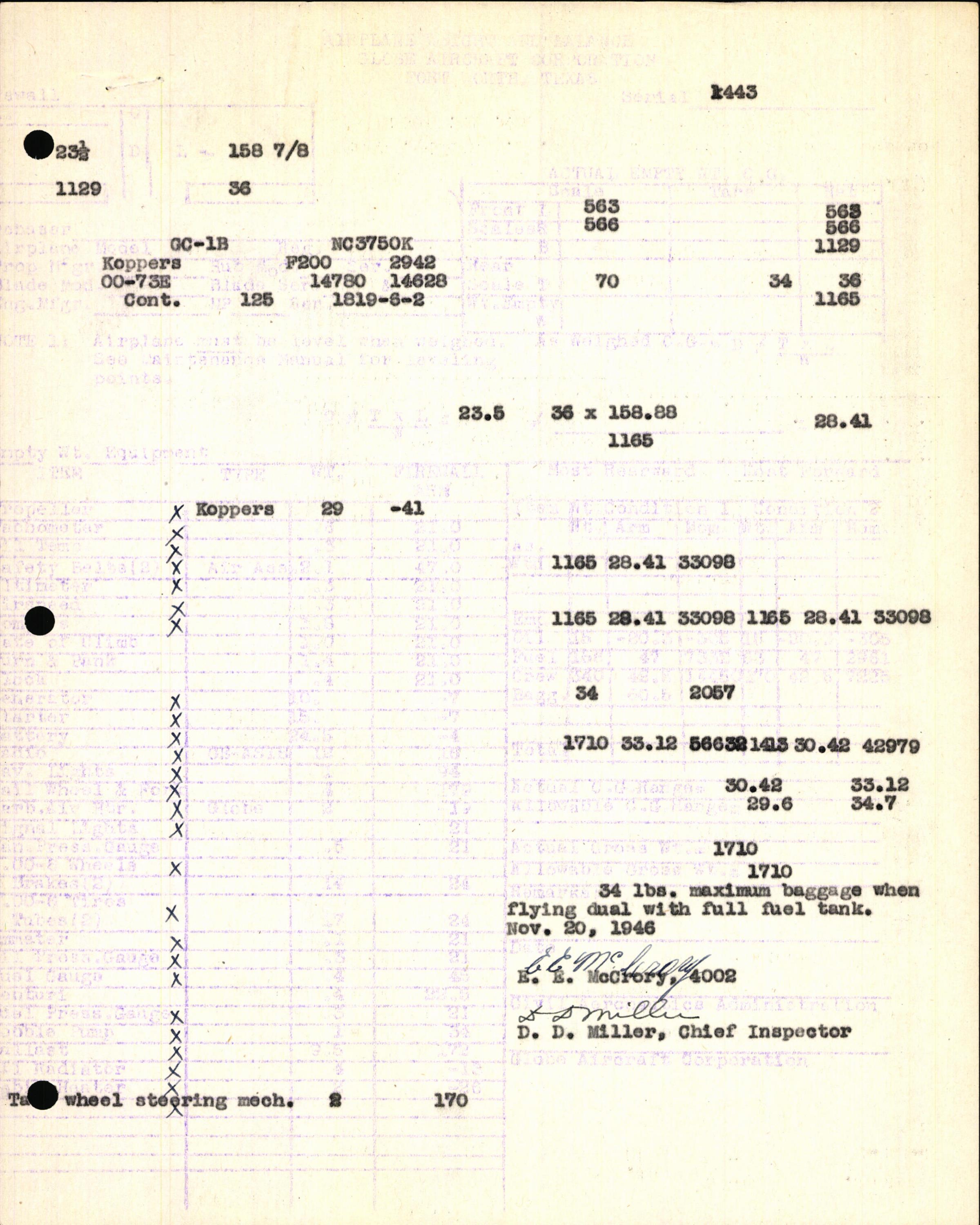 Sample page 3 from AirCorps Library document: Technical Information for Serial Number 1443
